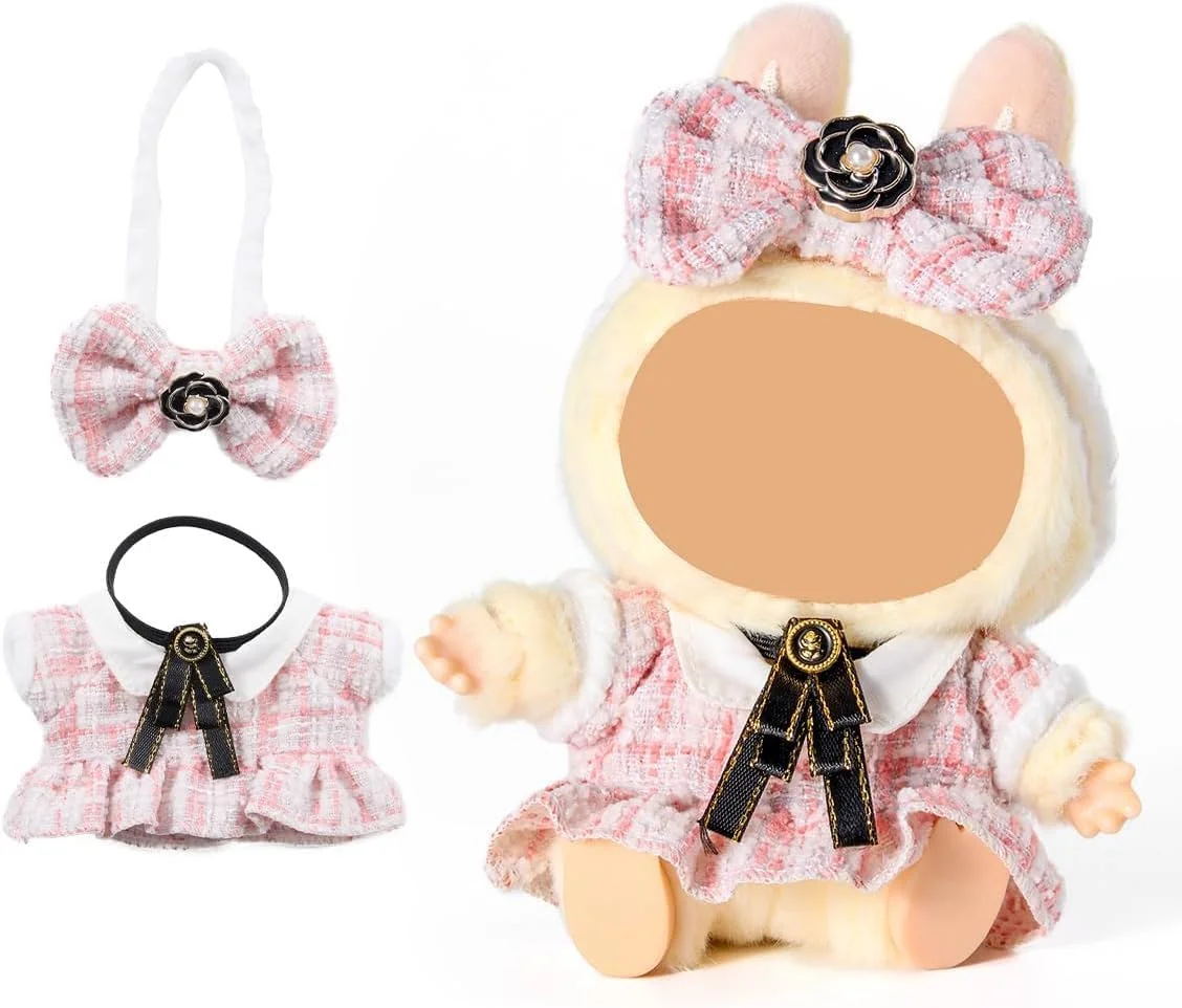 ست لباس و لوازم جانبی عروسک 17 سانتی متری - لباس های مد روز برای عروسک های 17 سانتی متری، لباس های زیبا برای بازی، بسته لباس شیک عروسک برای پسران و دختران، مناسب برای عروسک های مینی 17 سانتی متری (فقط لباس) (استایل C)