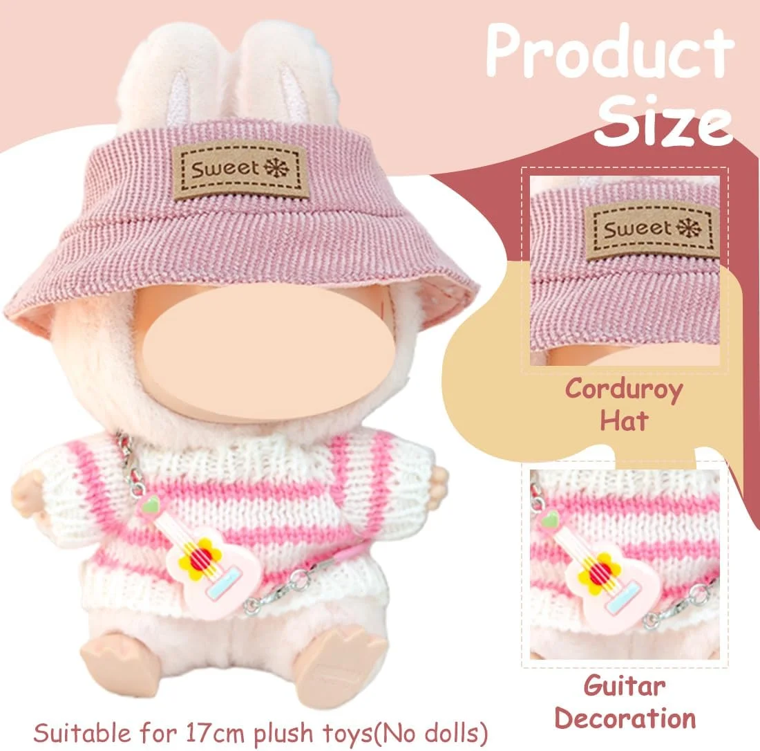 لباس عروسک مینیاتوری پولیشی زیبا، فقط لباس و لوازم جانبی، لوازم جانبی عروسک Labvbv، بدون عروسک، لباس و لوازم جانبی عروسک های زیبا برای پسران و دختران، هدیه عروسک های DIY، 17 سانتی متر