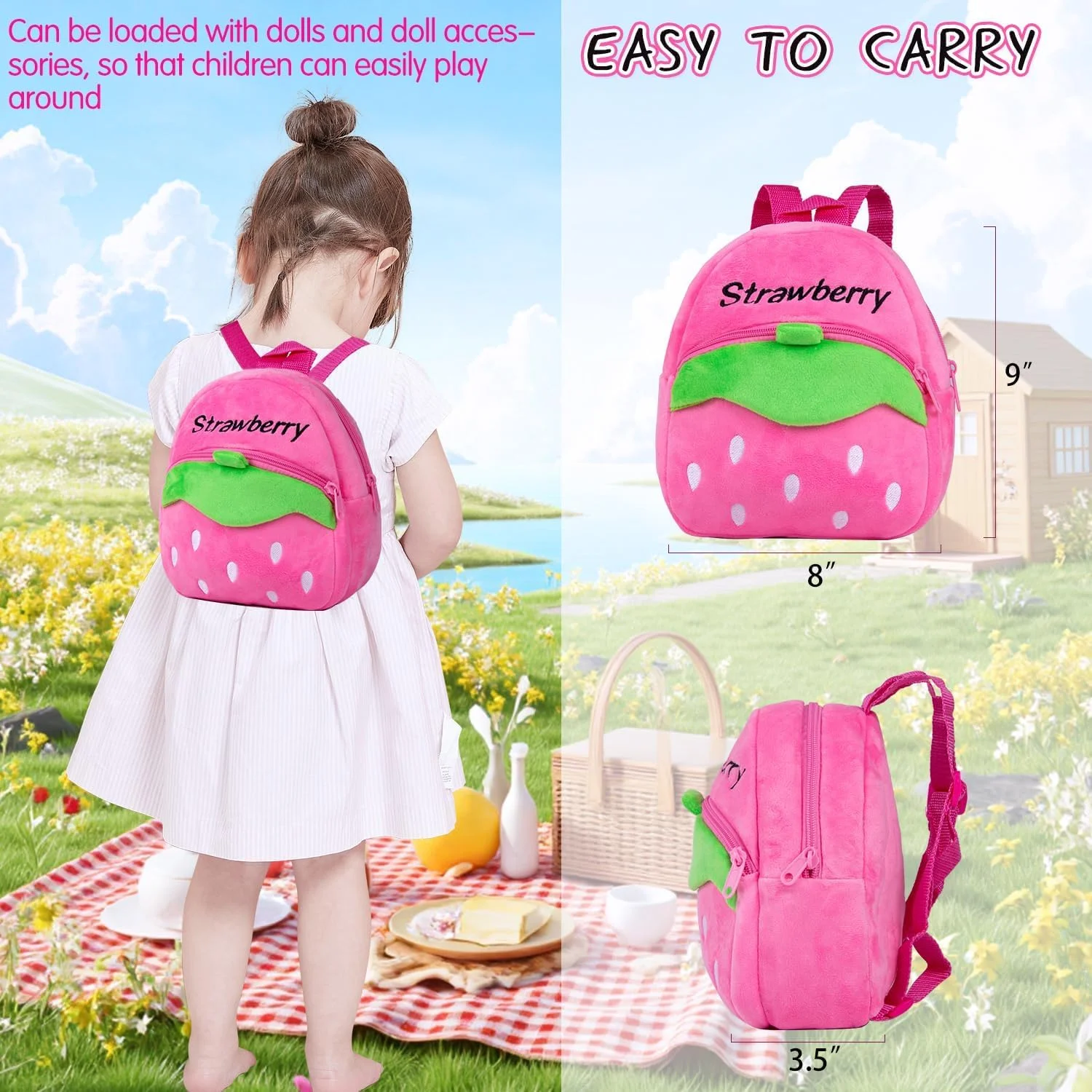 13 تکه لباس و لوازم جانبی عروسک نوزاد ریبورن برای عروسک های 18-22 اینچی، لباس عروسک های ریبورن، کوله پشتی توت فرنگی صورتی، لوازم جانبی پوشک