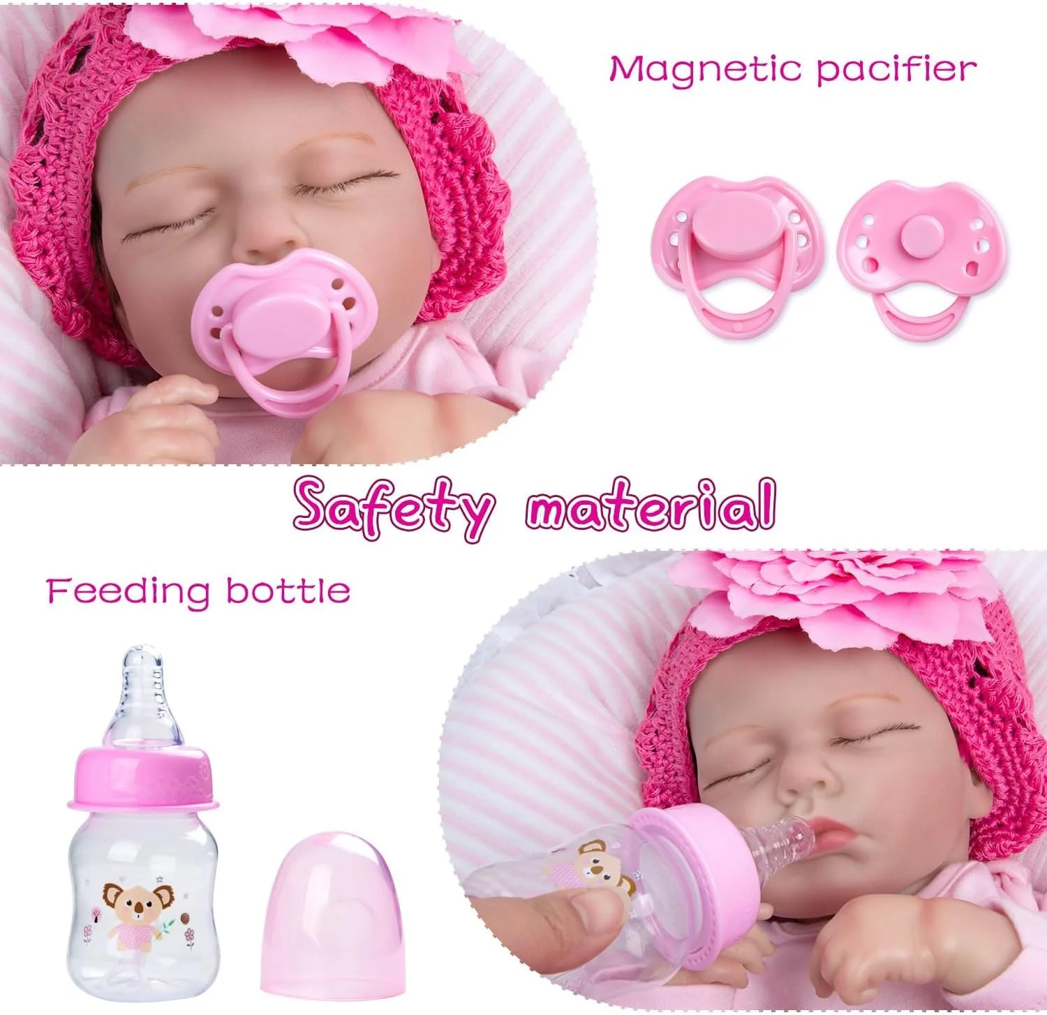 13 تکه لباس و لوازم جانبی عروسک نوزاد ریبورن برای عروسک های 18-22 اینچی، لباس عروسک های ریبورن، کوله پشتی توت فرنگی صورتی، لوازم جانبی پوشک