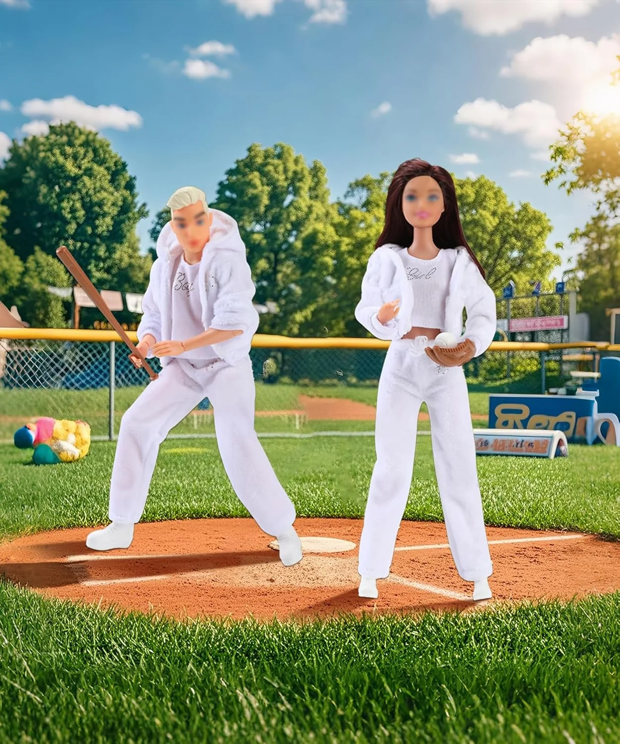 والنبایلی 16 تکه لباس عروسک لوازم جانبی عروسک 30 سانتی متری ست لباس ورزشی 2 ست لباس، کلاه، کفش، کیف، 2 ست بیسبال برای لباس عروسک های 11.5 اینچی دخترانه (عروسک شامل نمی شود)