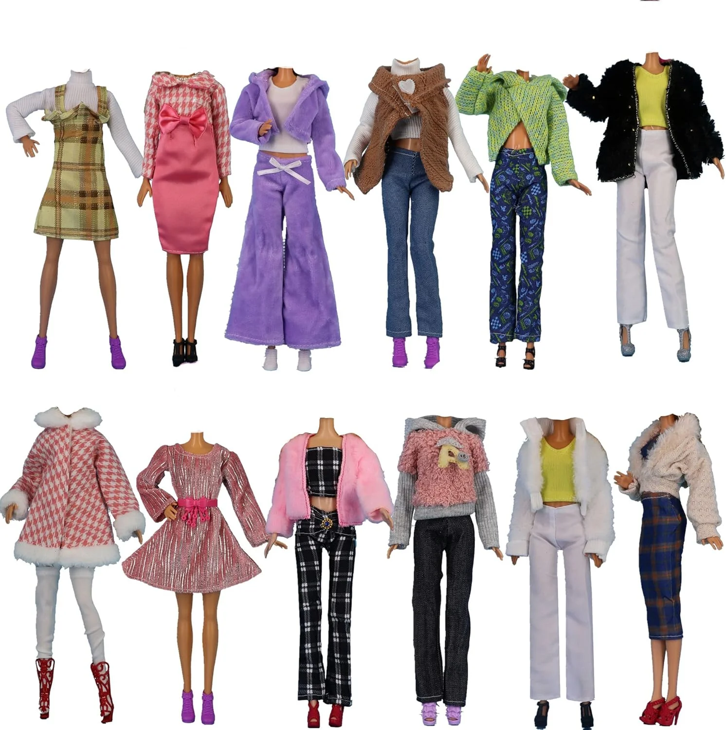 لباس عروسک لنس هوم، 5 ست لباس مد روز، لباس پاییزی، لباس بهاری، ژاکت، شلوار، کفش، جوراب، کیف برای لوازم جانبی عروسک های 29 سانتی متری، هدیه کودک (G)