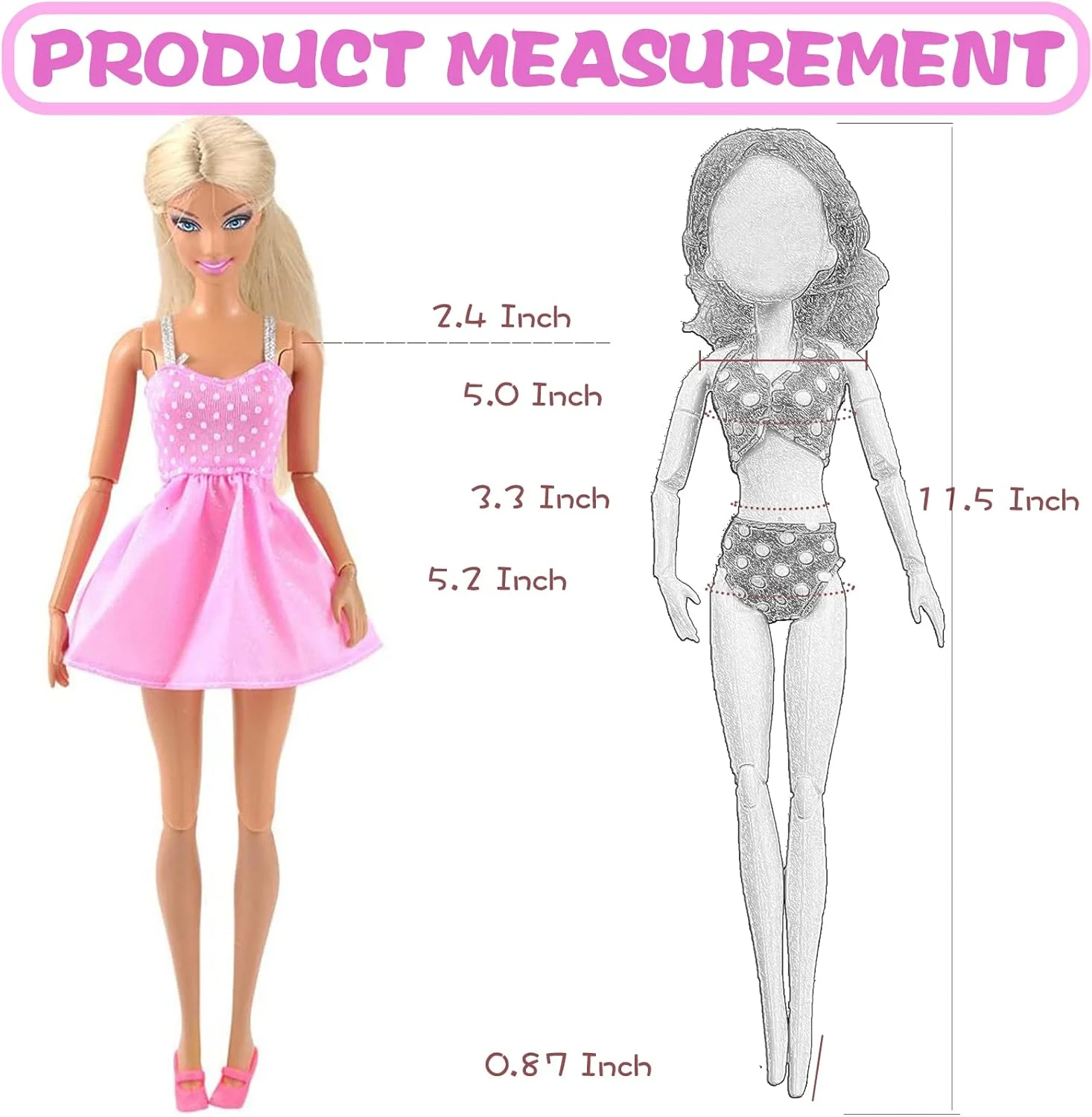 ست لباس و لوازم جانبی عروسک 28 تکه Xerteam، شامل 3 پیراهن، 3 لباس مد روز، 10 کفش، 12 لوازم جانبی جواهرات، لباس هدیه تولد برای دختران، مناسب برای عروسک های 11.5 اینچی (مدل تصادفی)