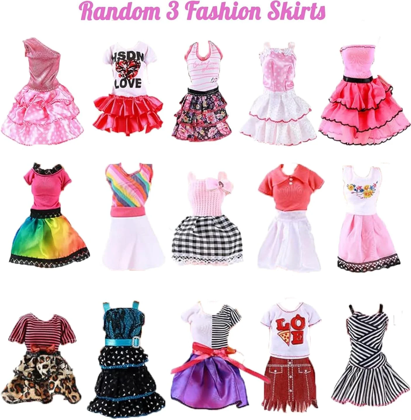 ست لباس و لوازم جانبی عروسک 28 تکه Xerteam، شامل 3 پیراهن، 3 لباس مد روز، 10 کفش، 12 لوازم جانبی جواهرات، لباس هدیه تولد برای دختران، مناسب برای عروسک های 11.5 اینچی (مدل تصادفی)