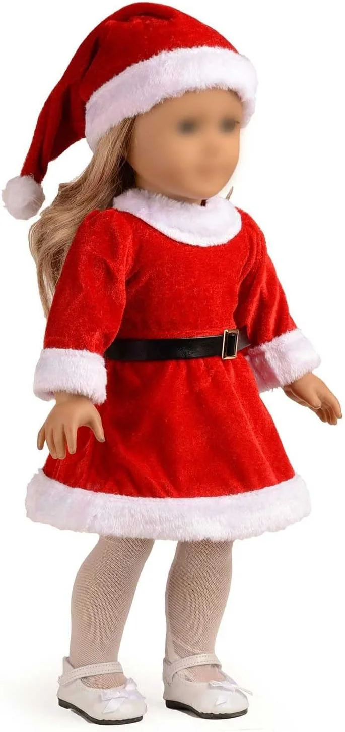 ست لباس 4 تکه کریسمس عروسک Sweet Dolly مناسب برای عروسک های 18 اینچی امریکن گرل