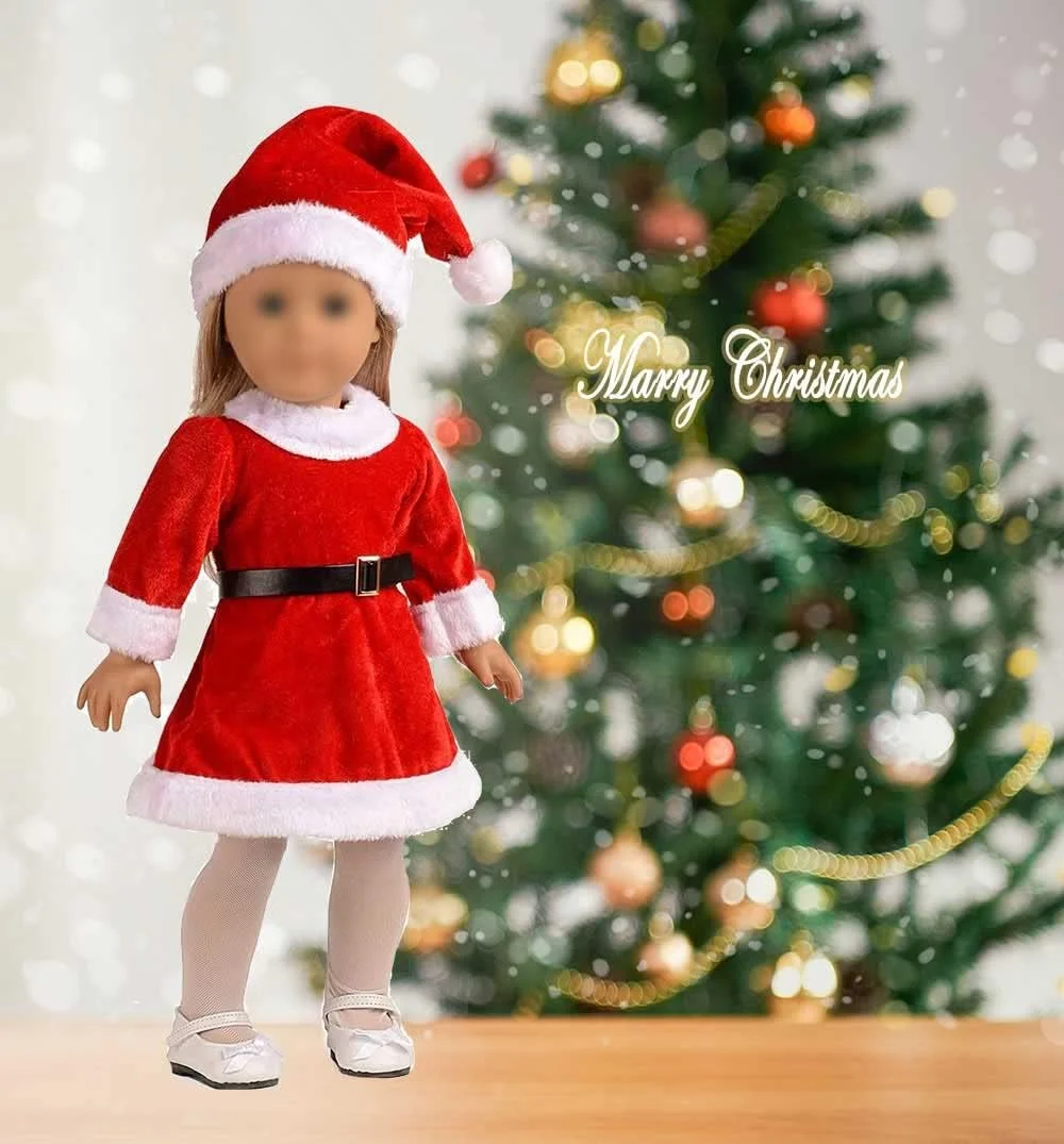ست لباس 4 تکه کریسمس عروسک Sweet Dolly مناسب برای عروسک های 18 اینچی امریکن گرل