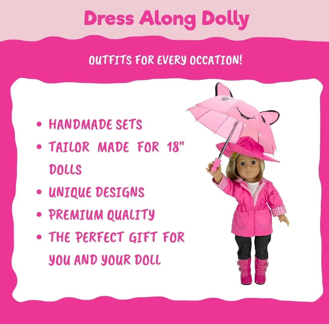 لباس عروسک الهام گرفته از هرمیون گرنجر Dress Along Dolly برای عروسک های امریکن گرل، لباس مدرسه 6 تکه شبیه هاگوارتز (پیراهن، دامن، ژاکت، کراوات، جوراب و کفش)