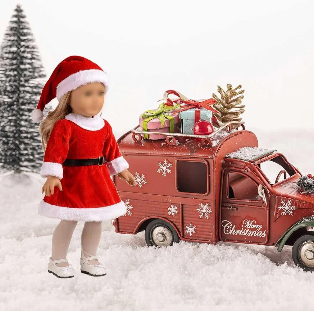 ست لباس 4 تکه کریسمس عروسک Sweet Dolly مناسب برای عروسک های 18 اینچی امریکن گرل