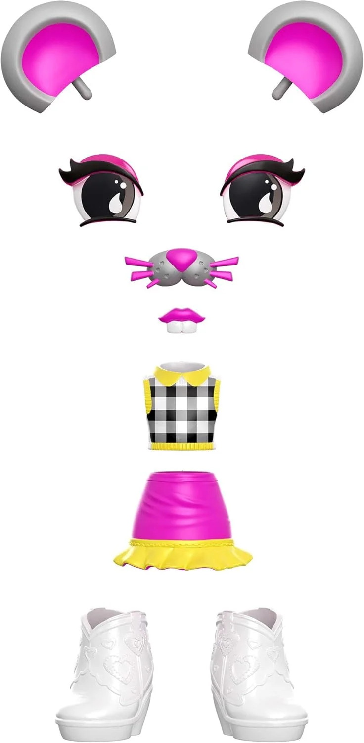 ست لوازم جانبی تغییر حالت موش خجالتی Mattel Lotta Looks با قطعات قابل تعویض، چند رنگ (GGR24)