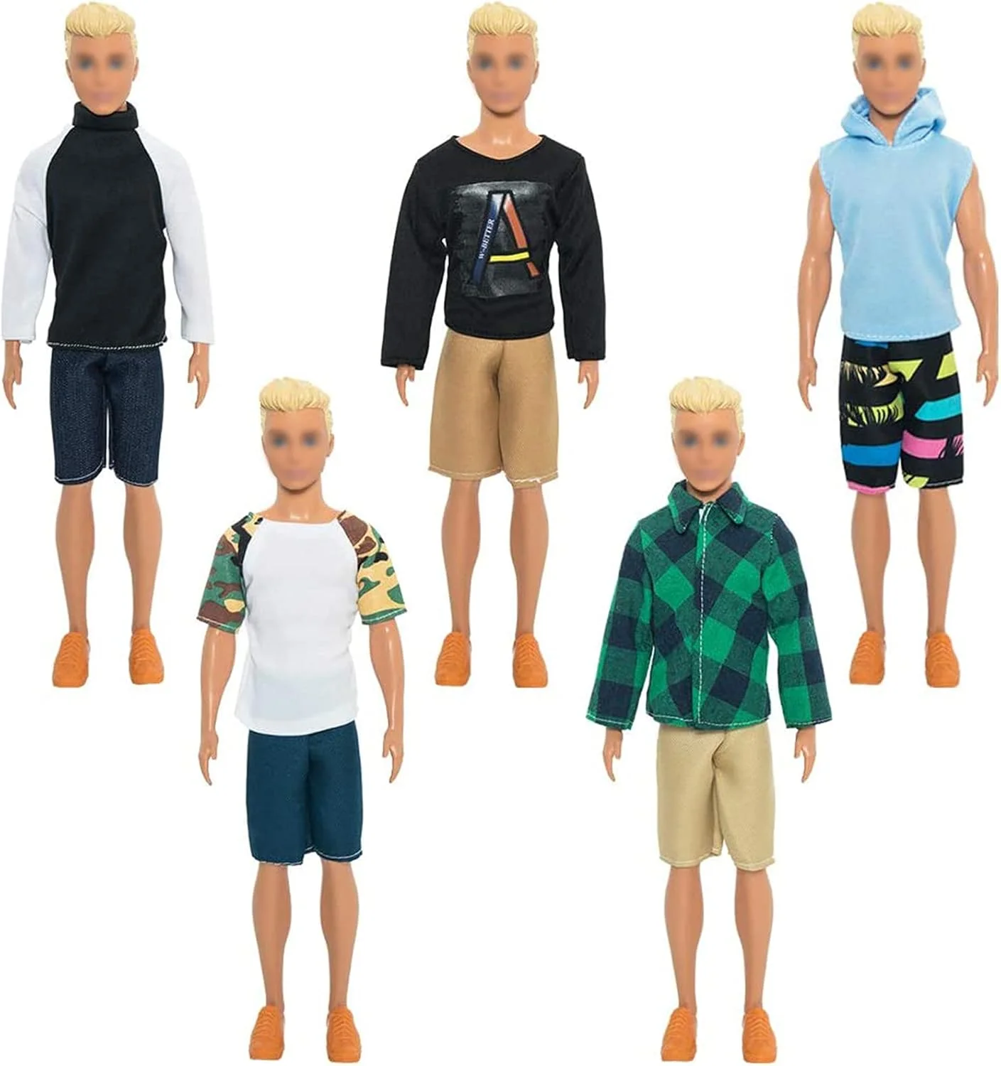 SOTOGO 42 تکه لباس عروسک پسرانه برای عروسک 12 اینچی شامل 19 ست لباس عروسک، لباس های غیر رسمی، لباس های شغلی، کت، شلوار و 4 شورت ساحلی