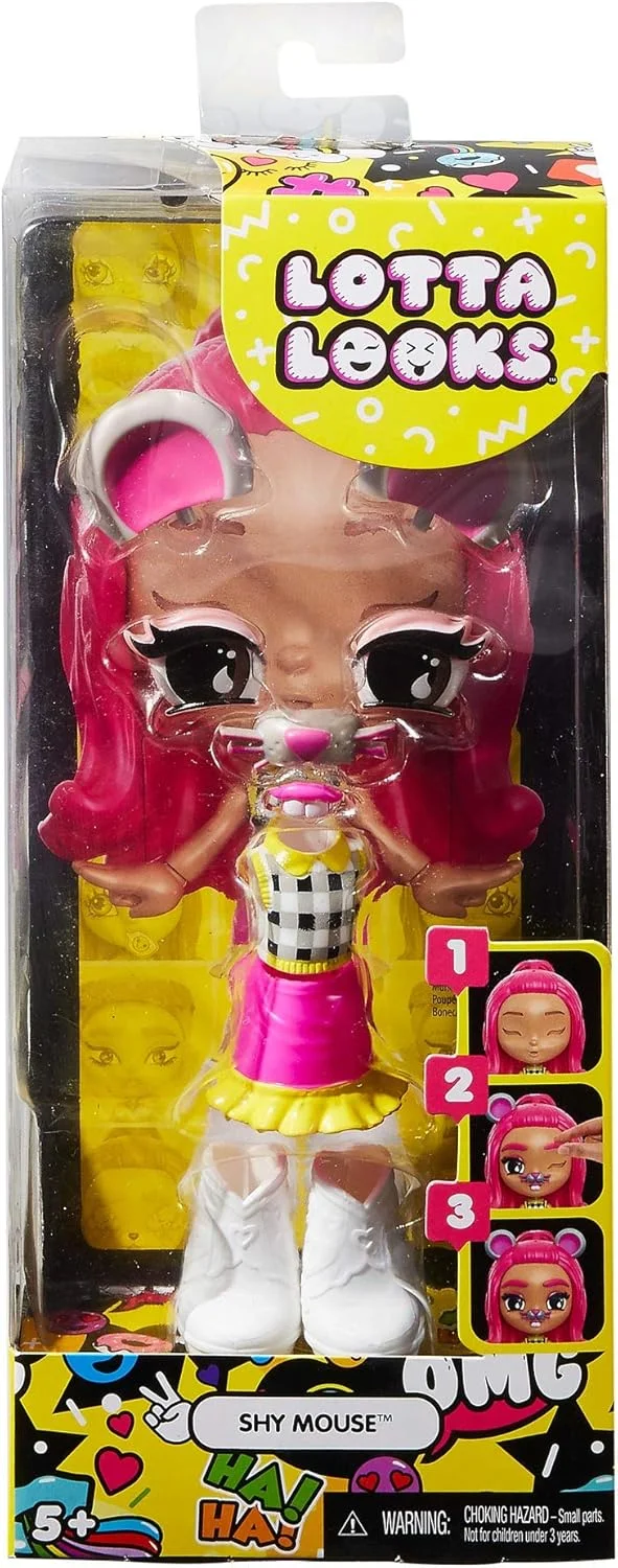 ست لوازم جانبی تغییر حالت موش خجالتی Mattel Lotta Looks با قطعات قابل تعویض، چند رنگ (GGR24)