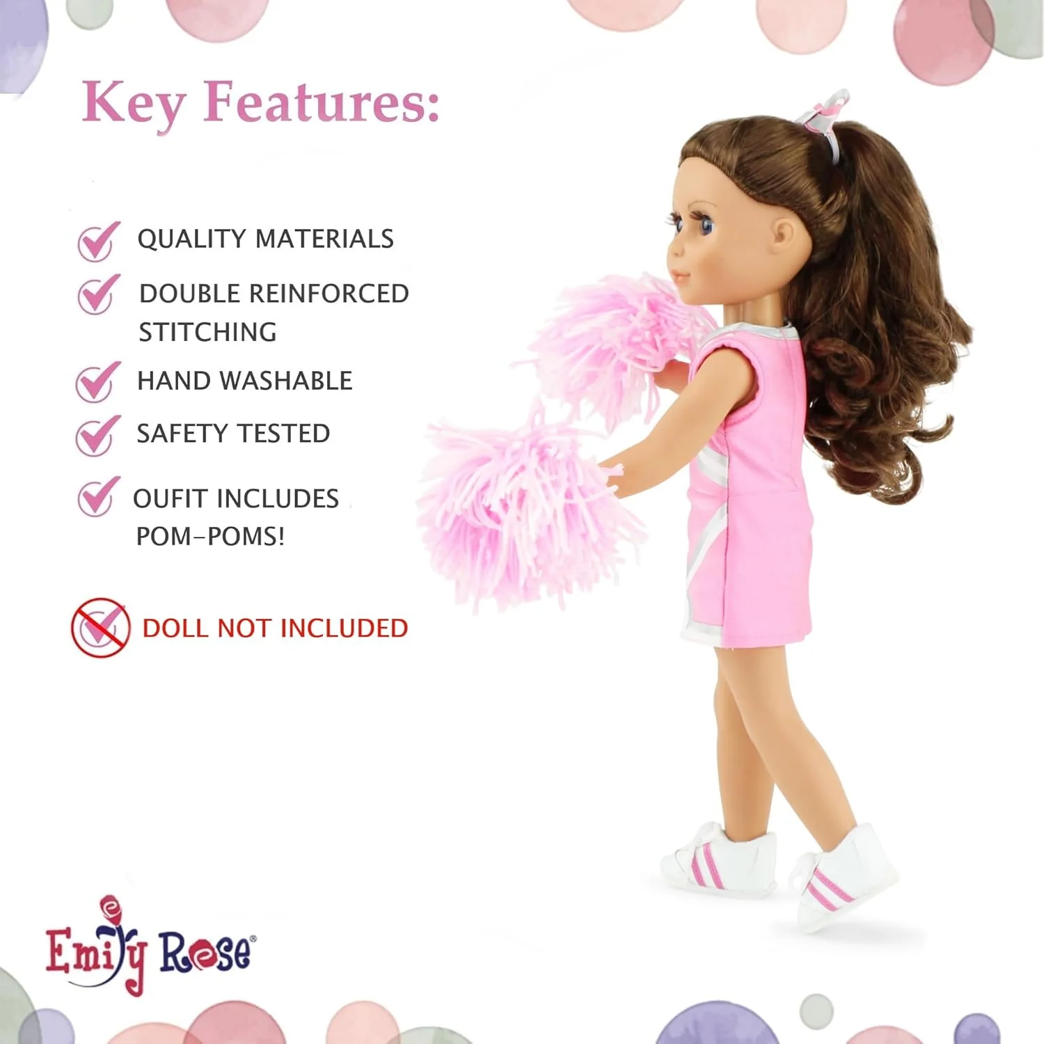 لباس عروسک 14 اینچی امیلی رز | لباس تشویق کننده صورتی، شامل پوم پوم، شورت، کش مو و کفش | سازگار با عروسک های 14 اینچی امریکن گرل ولی ویشرز و عروسک های مشابه لباس عروسک 14 اینچی امیلی رز | لباس تشویق کننده صورتی، شامل پوم پوم، شورت، کش مو و کفش | سازگار با عروسک های 14 اینچی امریکن گرل ولی ویشرز و عروسک های مشابه