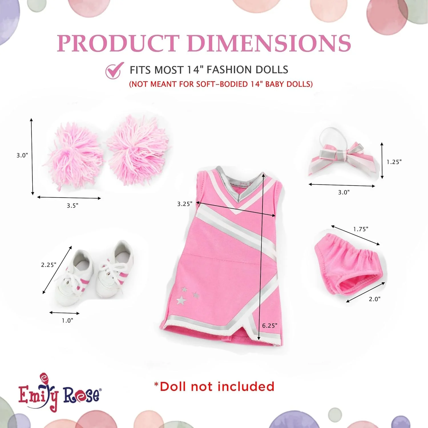 لباس عروسک 14 اینچی امیلی رز | لباس تشویق کننده صورتی، شامل پوم پوم، شورت، کش مو و کفش | سازگار با عروسک های 14 اینچی امریکن گرل ولی ویشرز و عروسک های مشابه لباس عروسک 14 اینچی امیلی رز | لباس تشویق کننده صورتی، شامل پوم پوم، شورت، کش مو و کفش | سازگار با عروسک های 14 اینچی امریکن گرل ولی ویشرز و عروسک های مشابه