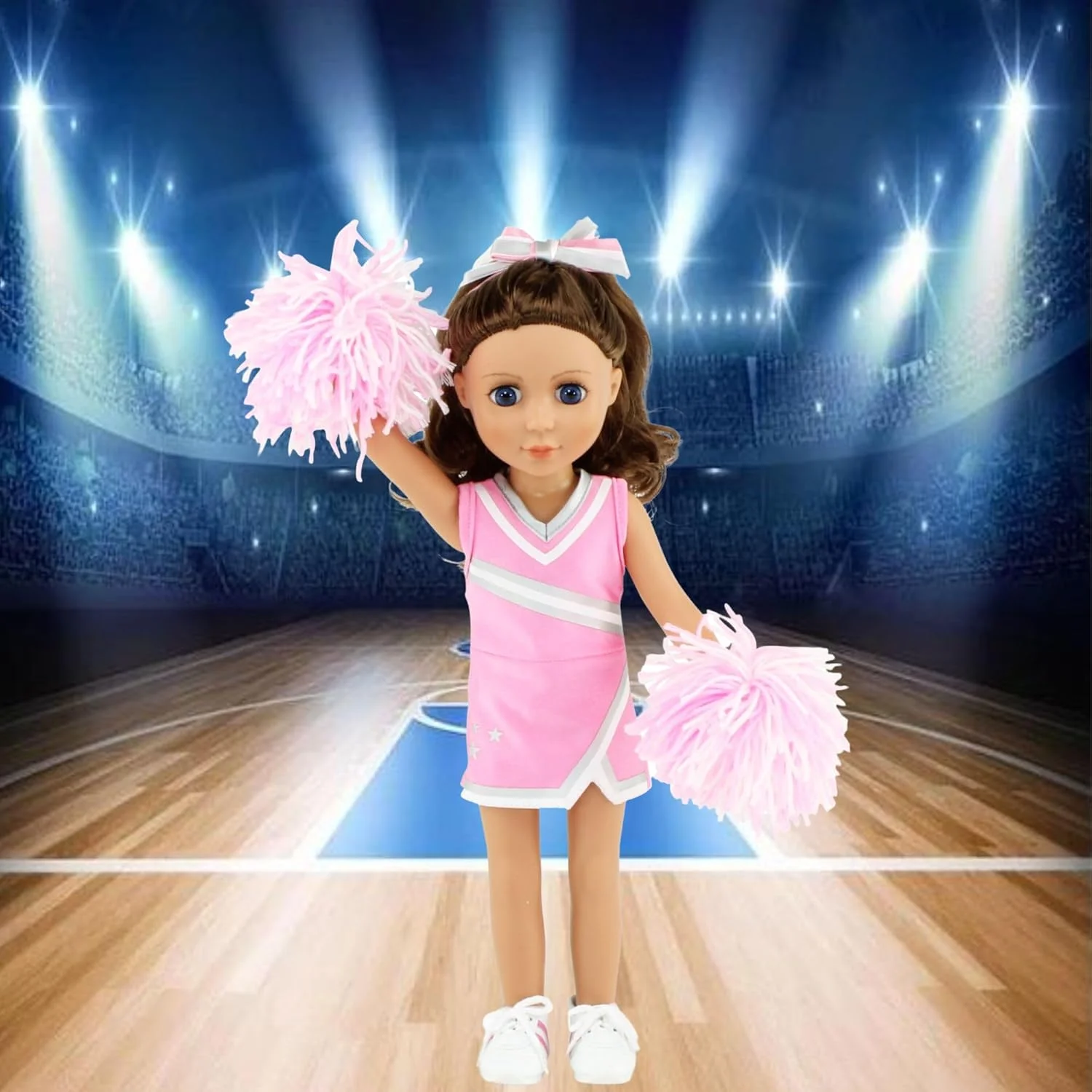 لباس عروسک 14 اینچی امیلی رز | لباس تشویق کننده صورتی، شامل پوم پوم، شورت، کش مو و کفش | سازگار با عروسک های 14 اینچی امریکن گرل ولی ویشرز و عروسک های مشابه لباس عروسک 14 اینچی امیلی رز | لباس تشویق کننده صورتی، شامل پوم پوم، شورت، کش مو و کفش | سازگار با عروسک های 14 اینچی امریکن گرل ولی ویشرز و عروسک های مشابه