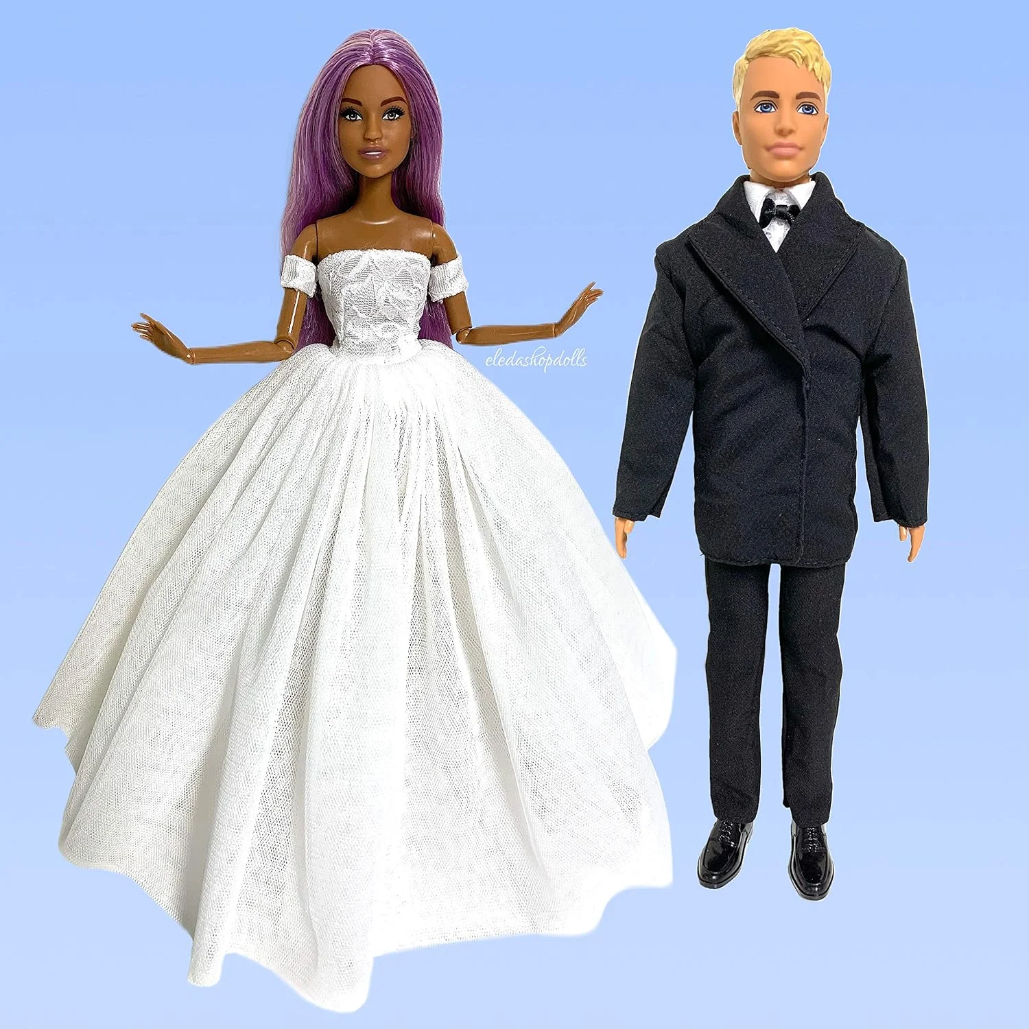 لباس و کفش عروسکی Eledoll 11.5 اینچی، ست عروس و داماد، لباس عروسی و تاکسیدو داماد، کت و شلوار مشکی برای عروسک های فشن پسرانه کن، بسته مد، دکوراسیون میز عروسی لباس و کفش عروسکی Eledoll 11.5 اینچی، ست عروس و داماد، لباس عروسی و تاکسیدو داماد، کت و شلوار مشکی برای عروسک های فشن پسرانه کن، بسته مد، دکوراسیون میز عروسی