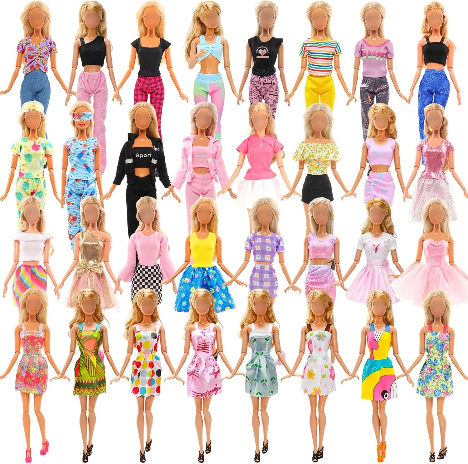 ENOCHT Joyfun بسته 48 عددی لباس و لوازم جانبی عروسک دخترانه، شامل 5 ست لباس مد، 5 تاپ، 5 شلوار، 10 مینی لباس، 10 کفش و 18 لوازم جانبی برای عروسک های 11.5 اینچی ENOCHT Joyfun بسته 48 عددی لباس و لوازم جانبی عروسک دخترانه، شامل 5 ست لباس مد، 5 تاپ، 5 شلوار، 10 مینی لباس، 10 کفش و 18 لوازم جانبی برای عروسک های 11.5 اینچی
