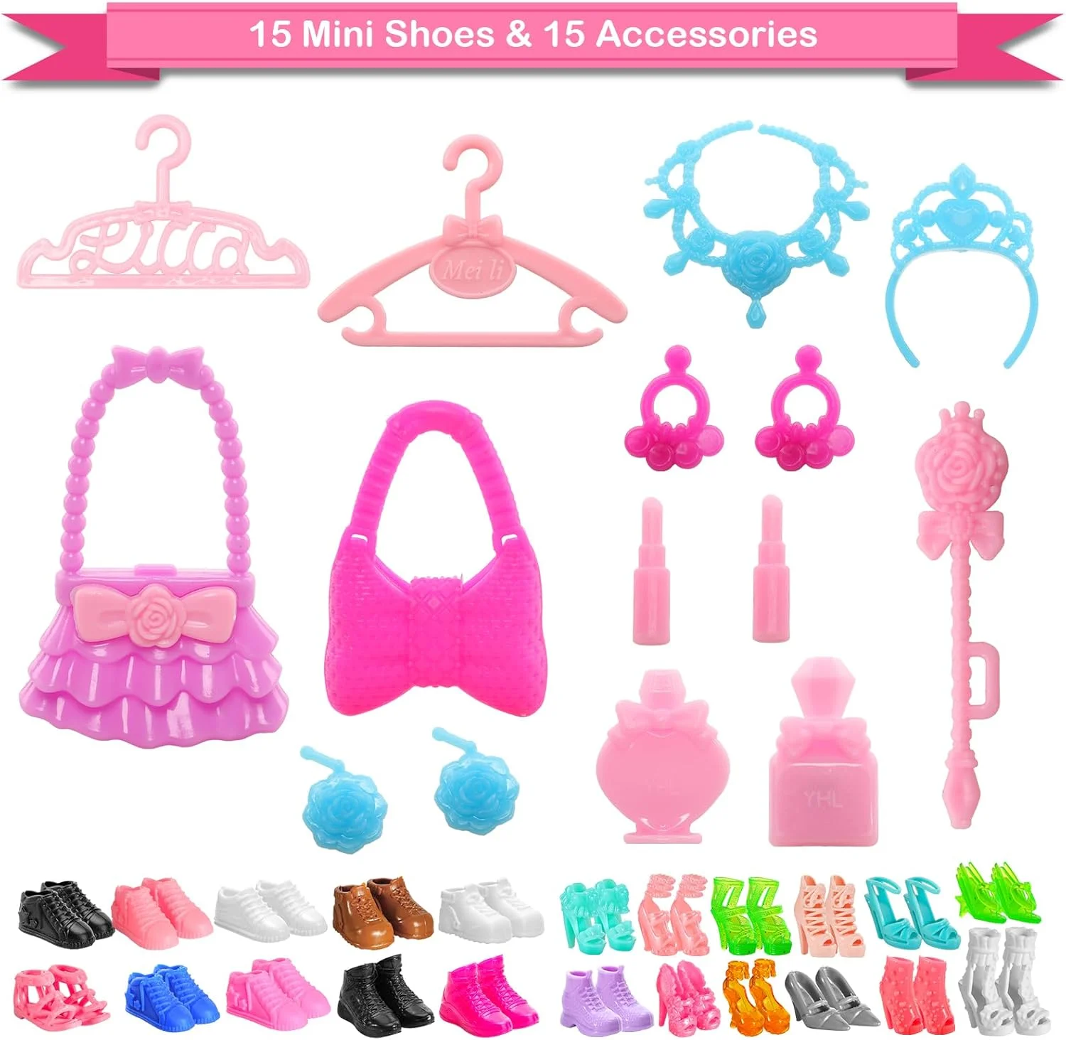 ENOCHT Joyfun بسته 48 عددی لباس و لوازم جانبی عروسک دخترانه، شامل 5 ست لباس مد، 5 تاپ، 5 شلوار، 10 مینی لباس، 10 کفش و 18 لوازم جانبی برای عروسک های 11.5 اینچی ENOCHT Joyfun بسته 48 عددی لباس و لوازم جانبی عروسک دخترانه، شامل 5 ست لباس مد، 5 تاپ، 5 شلوار، 10 مینی لباس، 10 کفش و 18 لوازم جانبی برای عروسک های 11.5 اینچی