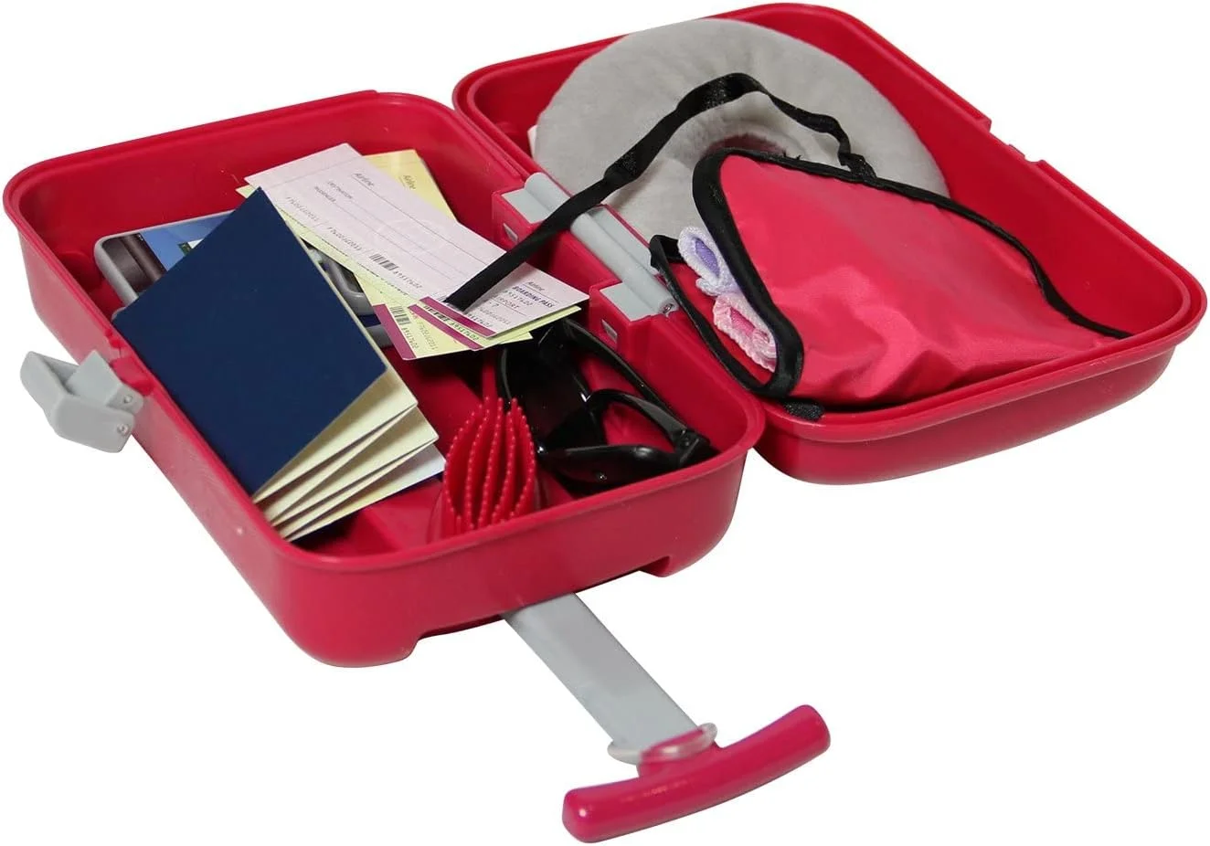 لوازم جانبی عروسک 18 اینچی - بهترین اسباب بازی ها برای دختران 3 ساله - مجموعه بازی مسافرتی 15 تکه ای برای کودکان شامل چمدان، عینک، بالش - سازگار با اکثر عروسک های دخترانه 18 اینچی