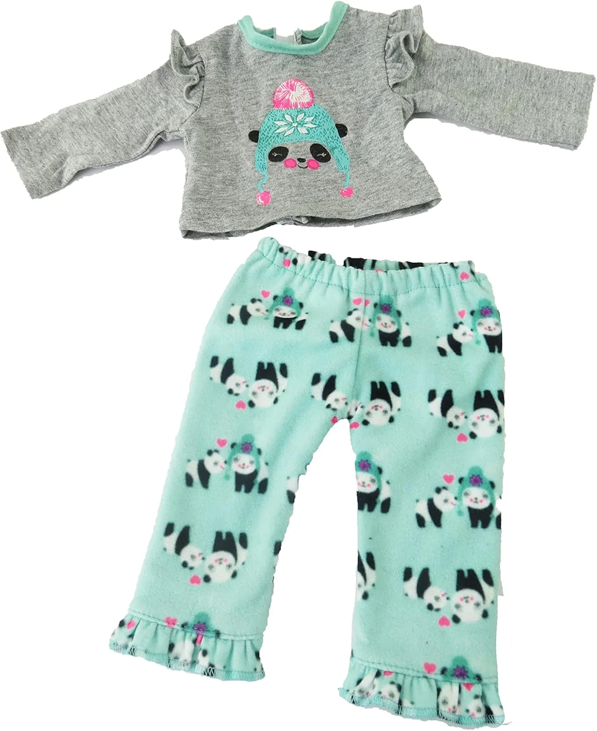 ست لباس خواب پاندا زمستانی امریکن فشن ورلد برای عروسک های 18 اینچی | 2 تکه | کیفیت عالی و طراحی مد روز | لباس عروسک | لباس های مد روز برای عروسک ها برای برندهای محبوب