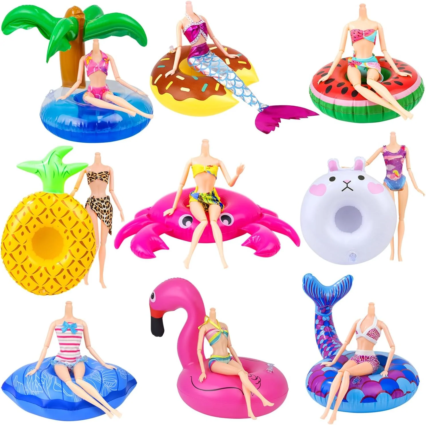 18INDC مجموعه 9 عددی شناور بادی استخر عروسکی شامل - فلامینگو، دونات، آناناس، صدف، خرچنگ، خرگوش، جا لیوانی بادی برای مهمانی استخر و اسباب بازی های کودکان 18INDC مجموعه 9 عددی شناور بادی استخر عروسکی شامل - فلامینگو، دونات، آناناس، صدف، خرچنگ، خرگوش، جا لیوانی بادی برای مهمانی استخر و اسباب بازی های کودکان