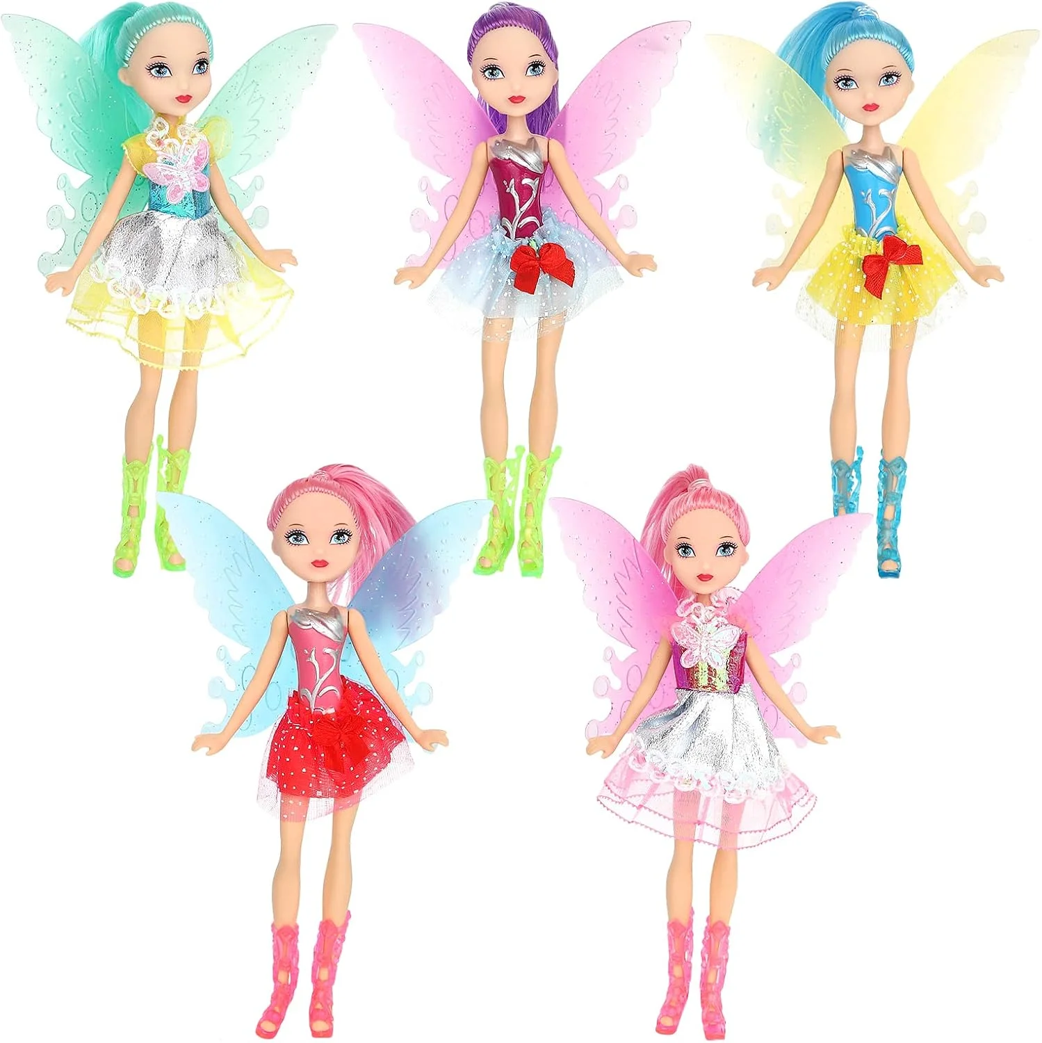 اونست، 5 ست عروسک دخترانه پری 8 اینچی شامل 5 ست عروسک پری گل 8 اینچی، 5 تکه لباس عروسک دست ساز، 5 جفت کفش عروسک