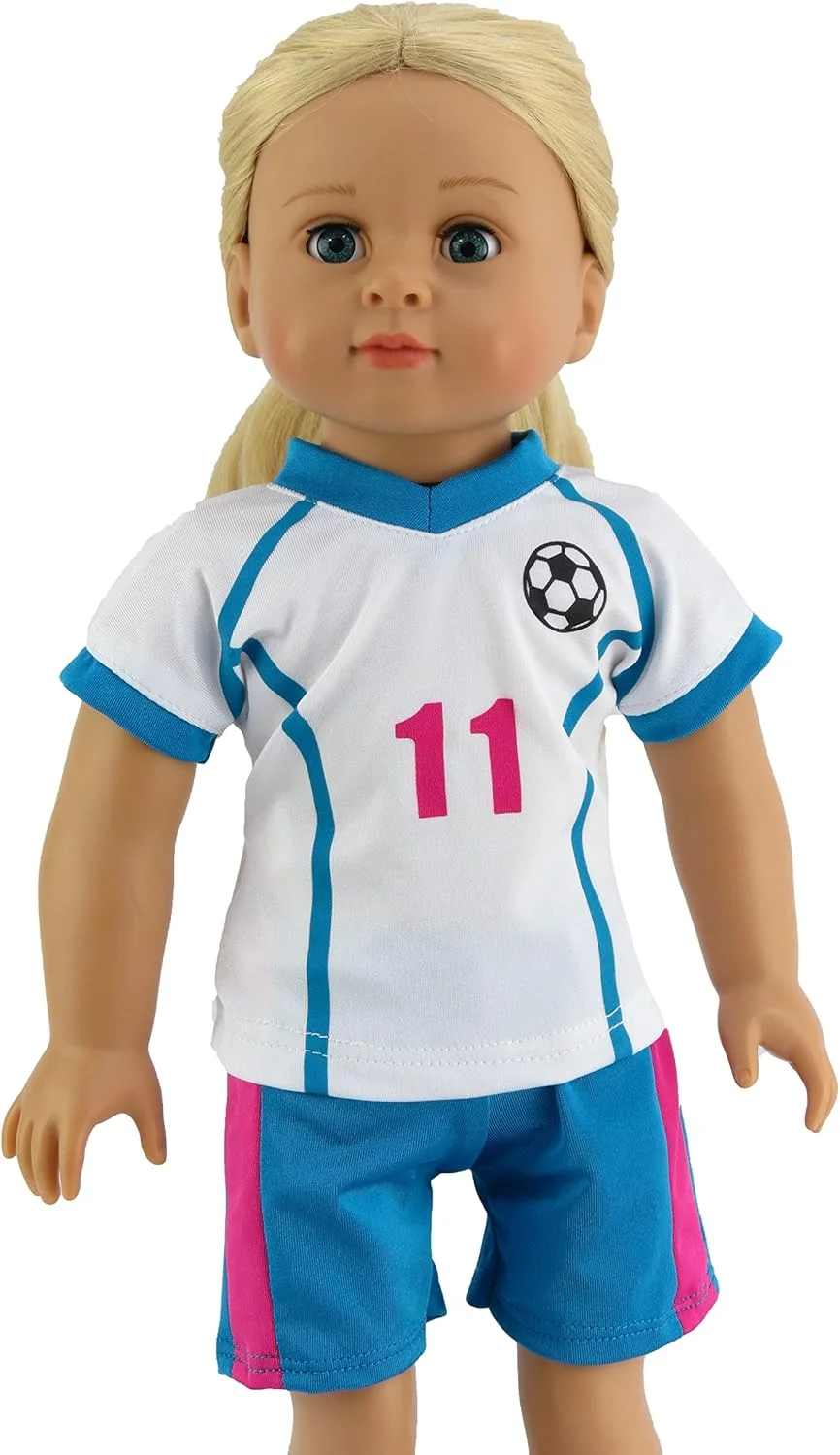 ست لباس فوتبال صورتی و آبی امریکن فشن ورلد برای عروسک های 18 اینچی | 6 تکه | کیفیت عالی و طراحی مد روز | لباس عروسک | لباس های مد روز برای عروسک ها برای مارک های محبوب ست لباس فوتبال صورتی و آبی امریکن فشن ورلد برای عروسک های 18 اینچی | 6 تکه | کیفیت عالی و طراحی مد روز | لباس عروسک | لباس های مد روز برای عروسک ها برای مارک های محبوب