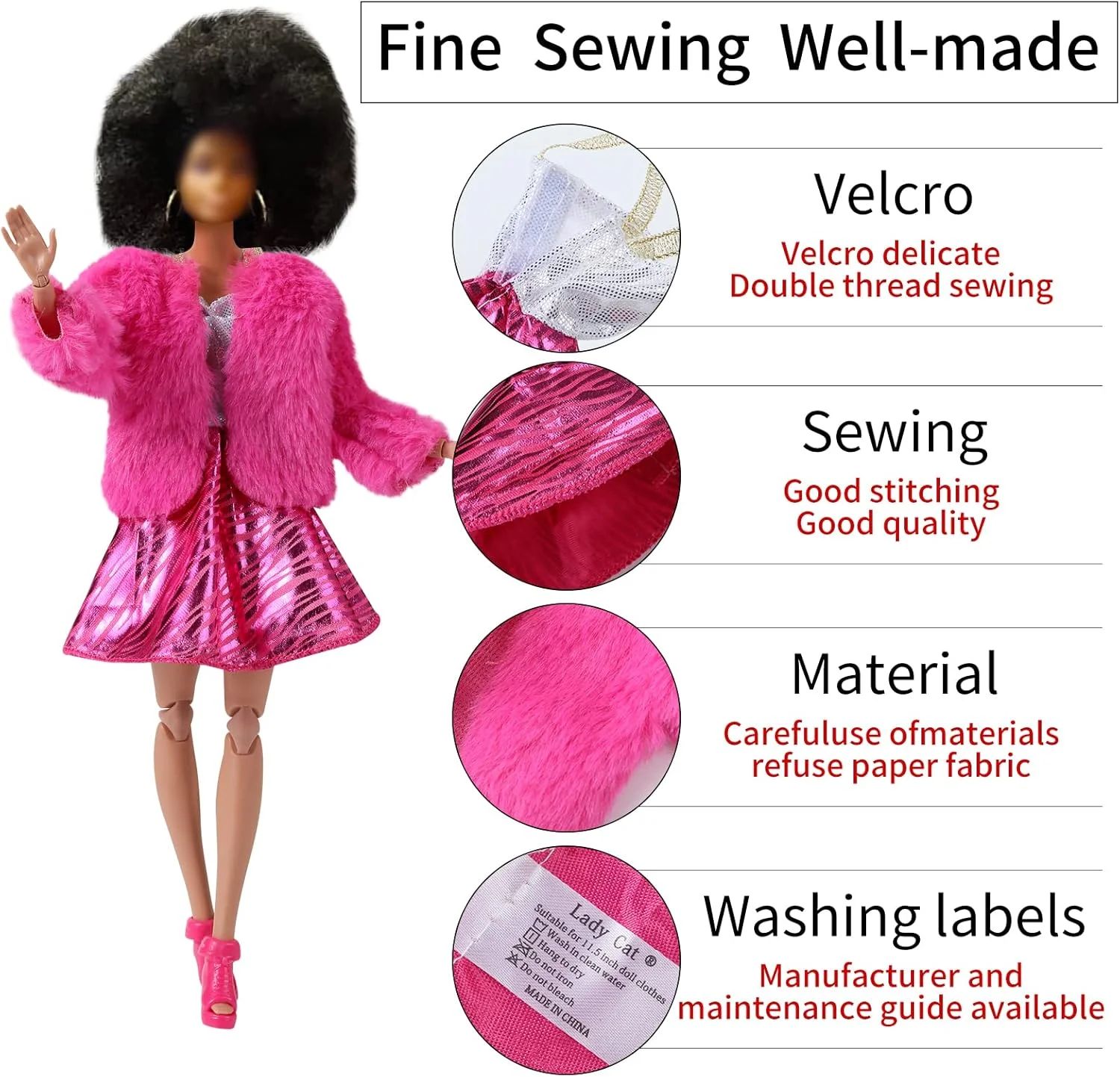 لباس و لوازم جانبی عروسک 11.5 اینچی Lady Cat، بسته بندی جعبه ای با استایل تصویری 20 لباس و 20 کفش، مناسب برای هدیه به دختران کوچک. (عروسک شامل نمی شود)