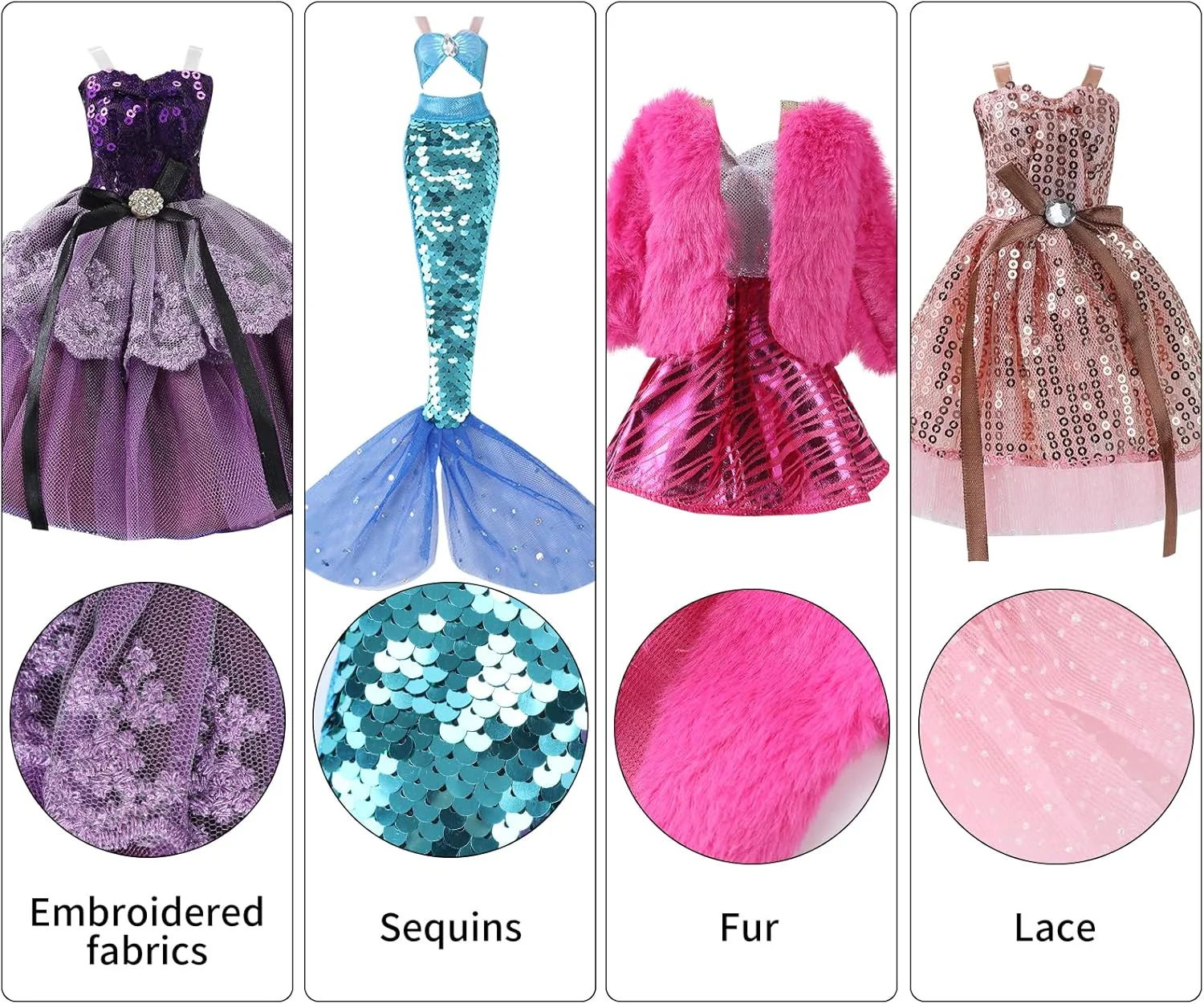 لباس و لوازم جانبی عروسک 11.5 اینچی Lady Cat، بسته بندی جعبه ای با استایل تصویری 20 لباس و 20 کفش، مناسب برای هدیه به دختران کوچک. (عروسک شامل نمی شود)