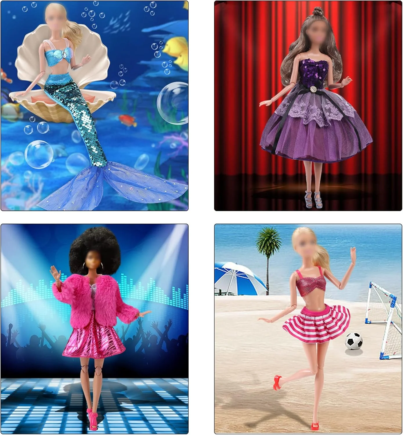 لباس و لوازم جانبی عروسک 11.5 اینچی Lady Cat، بسته بندی جعبه ای با استایل تصویری 20 لباس و 20 کفش، مناسب برای هدیه به دختران کوچک. (عروسک شامل نمی شود)