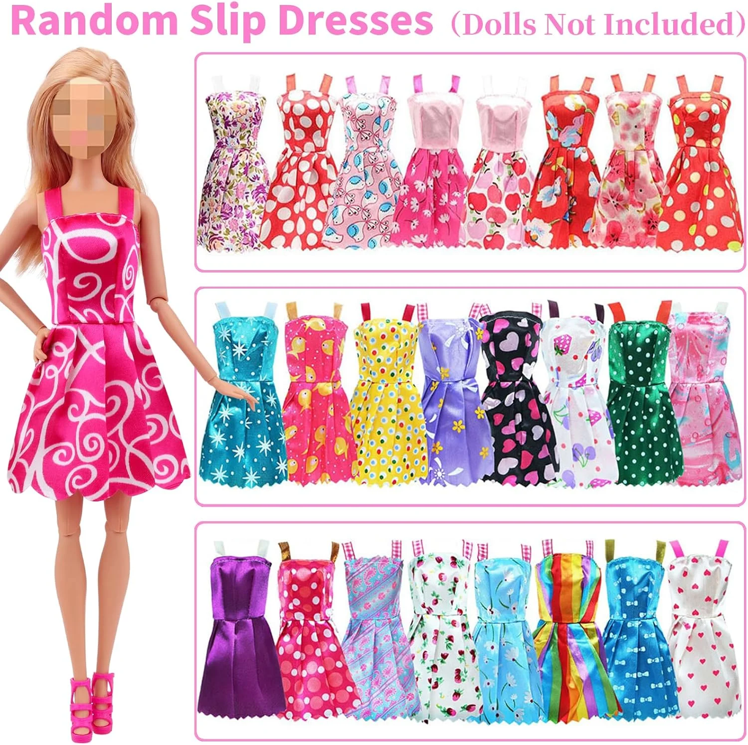 یونیکورن المنت 43 تکه لباس و لوازم جانبی عروسک، شامل 2 دامن، 2 دامن فانتزی، 5 مینی دامن، 2 لباس شنا، 2 لباس فانتزی، 10 جفت کفش، 10 چوب لباسی، 10 گردنبند برای عروسک 11.5 اینچی