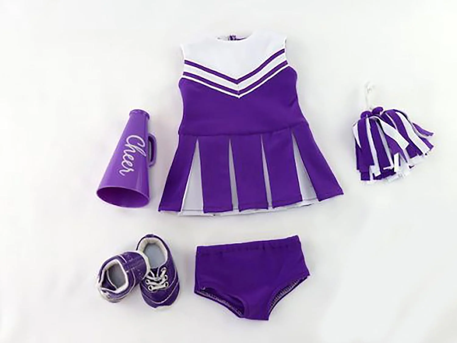 لباس تشویق کننده بنفش امریکن فشن ورلد برای عروسک های 18 اینچی | شامل لوازم جانبی | کیفیت عالی و طراحی مد روز | لباس عروسک | مدهای لباس برای عروسک ها برای مارک های محبوب