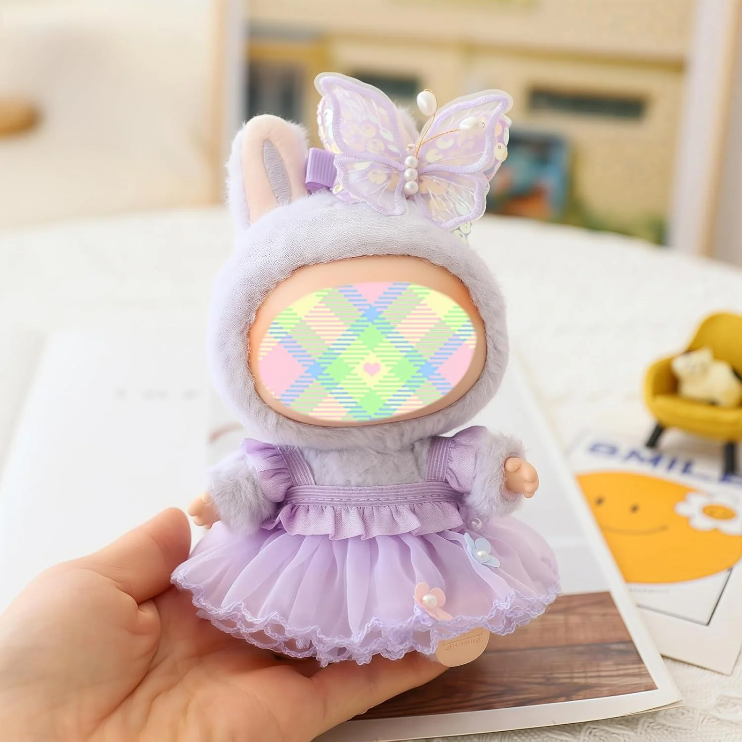 لباس عروسک FUNI، ست لباس توری رمانتیک و سنجاق سر پروانه ای، لباس جایگزین برای عروسک های 15 و 17 سانتی متری، طراحی شیک و کاوایی برای نمایش مجموعه، هدایا و دکوراسیون منزل