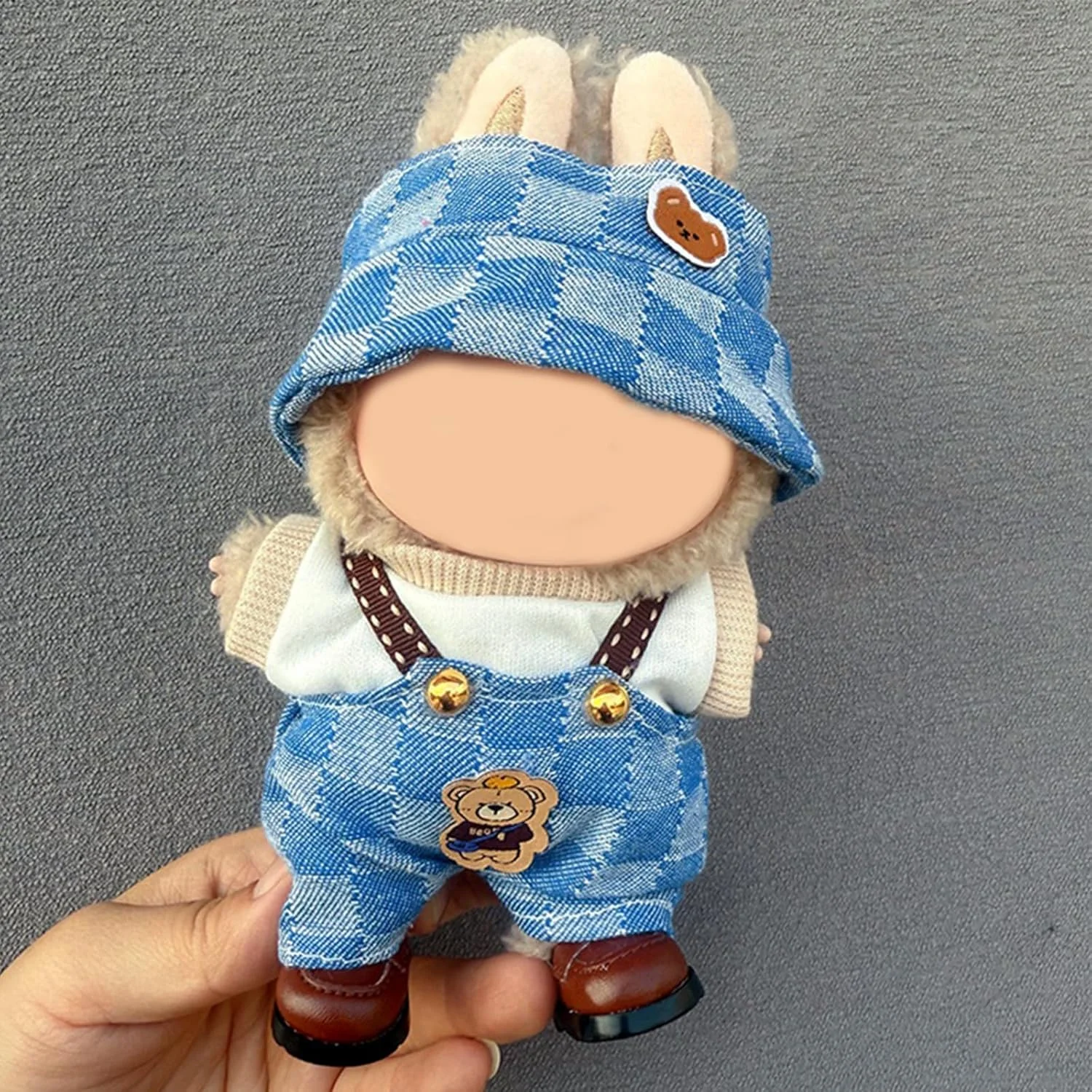 ست لباس عروسک FUNI سایز 15/17 سانتی متر، سرهمی جین و لوازم جانبی، پارچه نرم و با کیفیت عالی برای تناسب کامل، لباس های شیک با پوشیدن آسان، لباس راحت برای زمان بازی