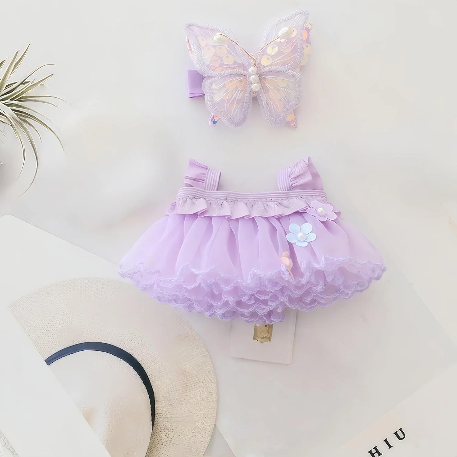 لباس عروسک FUNI، ست لباس توری رمانتیک و سنجاق سر پروانه ای، لباس جایگزین برای عروسک های 15 و 17 سانتی متری، طراحی شیک و کاوایی برای نمایش مجموعه، هدایا و دکوراسیون منزل