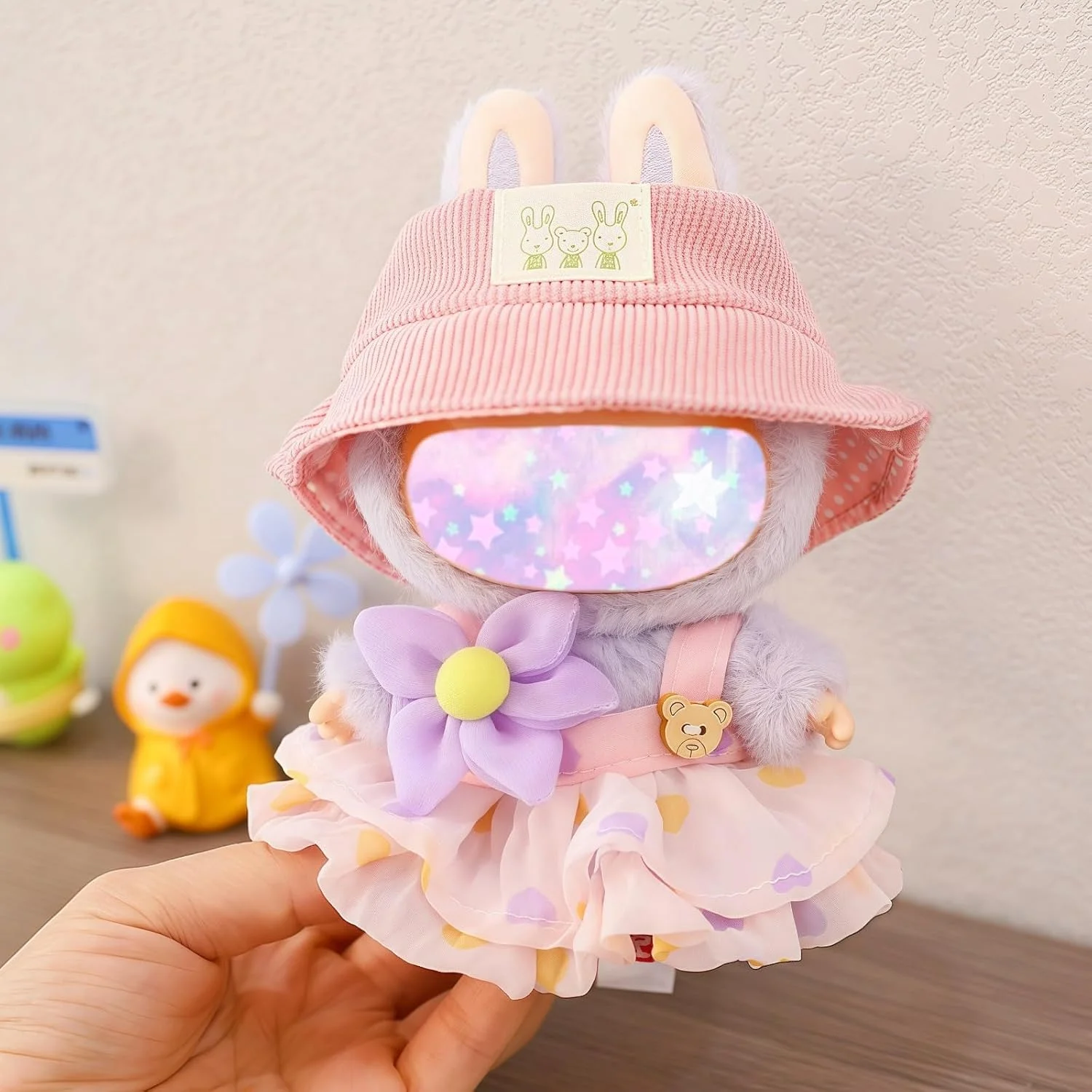 ست لباس عروسک FUNI 17 سانتی متری، ست لباس 3 تکه با کلاه و لوازم جانبی گل، مد کاوایی برای عروسک های نسل 6.7 اینچی 1/2/3، مناسب برای بازی و نمایش، هدیه ای عالی برای تعطیلات و تولدها ست لباس عروسک FUNI 17 سانتی متری، ست لباس 3 تکه با کلاه و لوازم جانبی گل، مد کاوایی برای عروسک های نسل 6.7 اینچی 1/2/3، مناسب برای بازی و نمایش، هدیه ای عالی برای تعطیلات و تولدها