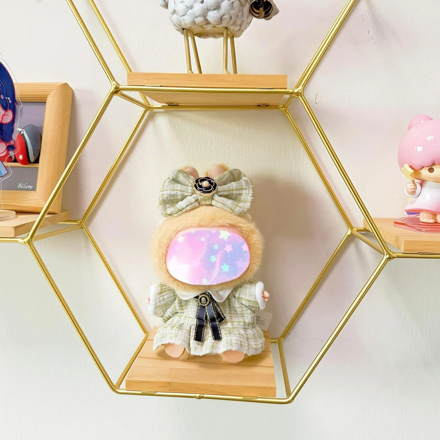 ست لباس عروسک FUNI 17 سانتی متری، لباس 3 تکه با کلاه و لوازم جانبی، سبک شیک و کاوایی برای عروسک های 6.7 اینچی، هدیه ای عالی برای بازی و نمایش، پارچه راحت و درجه یک (سبز)