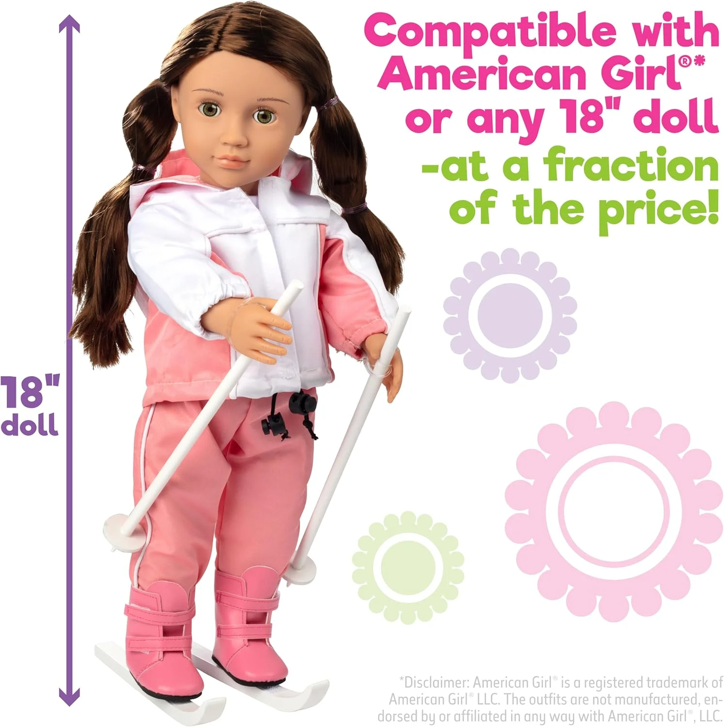 لباس اسکی عروسک Dress Along Dolly برای عروسک های 18 اینچی - ست لباس آماده اسکی (شامل پیراهن، شلوار، ژاکت، چکمه، باتوم و اسکی) لباس اسکی عروسک Dress Along Dolly برای عروسک های 18 اینچی - ست لباس آماده اسکی (شامل پیراهن، شلوار، ژاکت، چکمه، باتوم و اسکی)