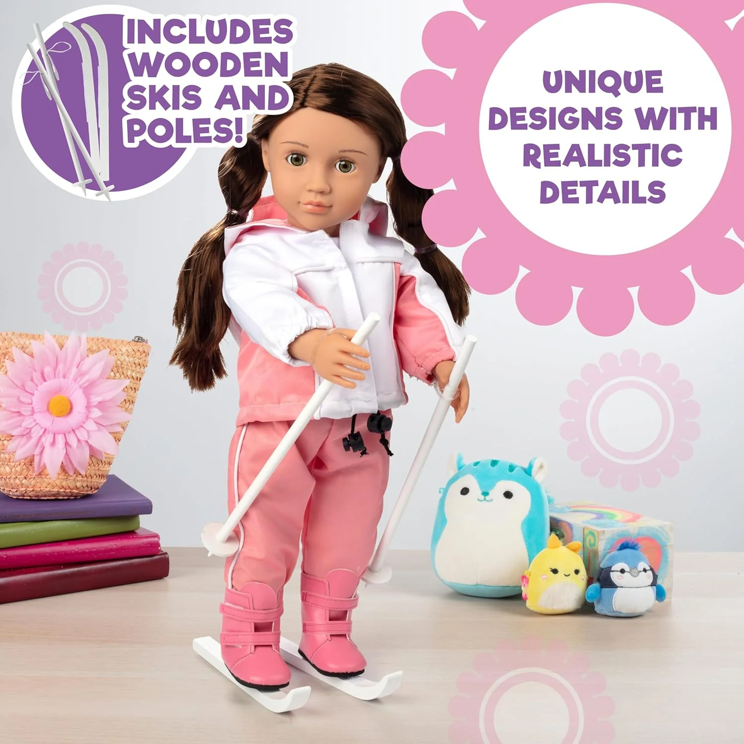 لباس اسکی عروسک Dress Along Dolly برای عروسک های 18 اینچی - ست لباس آماده اسکی (شامل پیراهن، شلوار، ژاکت، چکمه، باتوم و اسکی) لباس اسکی عروسک Dress Along Dolly برای عروسک های 18 اینچی - ست لباس آماده اسکی (شامل پیراهن، شلوار، ژاکت، چکمه، باتوم و اسکی)