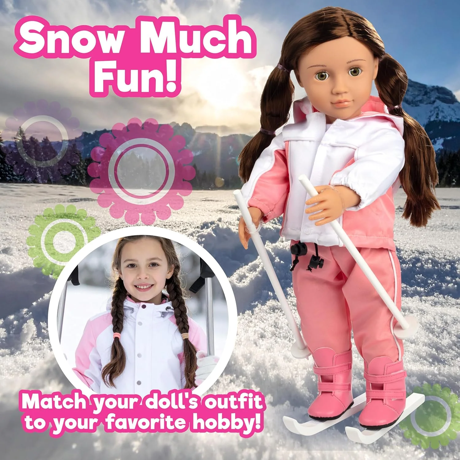 لباس اسکی عروسک Dress Along Dolly برای عروسک های 18 اینچی - ست لباس آماده اسکی (شامل پیراهن، شلوار، ژاکت، چکمه، باتوم و اسکی) لباس اسکی عروسک Dress Along Dolly برای عروسک های 18 اینچی - ست لباس آماده اسکی (شامل پیراهن، شلوار، ژاکت، چکمه، باتوم و اسکی)