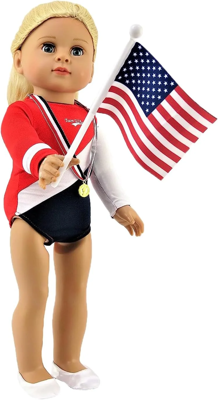 ست ژیمناستیک فوق العاده سرگرم کننده American Fashion World | مناسب برای عروسک های دخترانه 18 اینچی مانند Girl، Madame Alexander، Our Generation و غیره | لباس عروسک 18 اینچی |