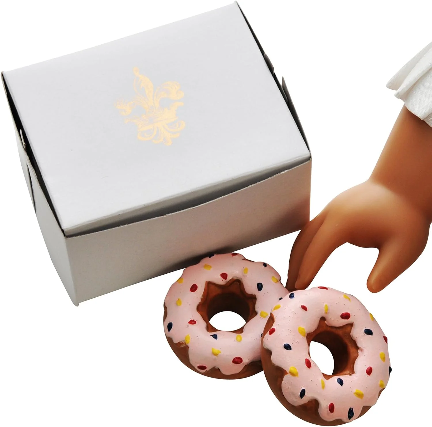 مجموعه نانوایی Queen's Treasures، دونات های توت فرنگی با روکش فراستینگ برای مبلمان عروسک 18 اینچی American Girl و لوازم جانبی غذای بازی