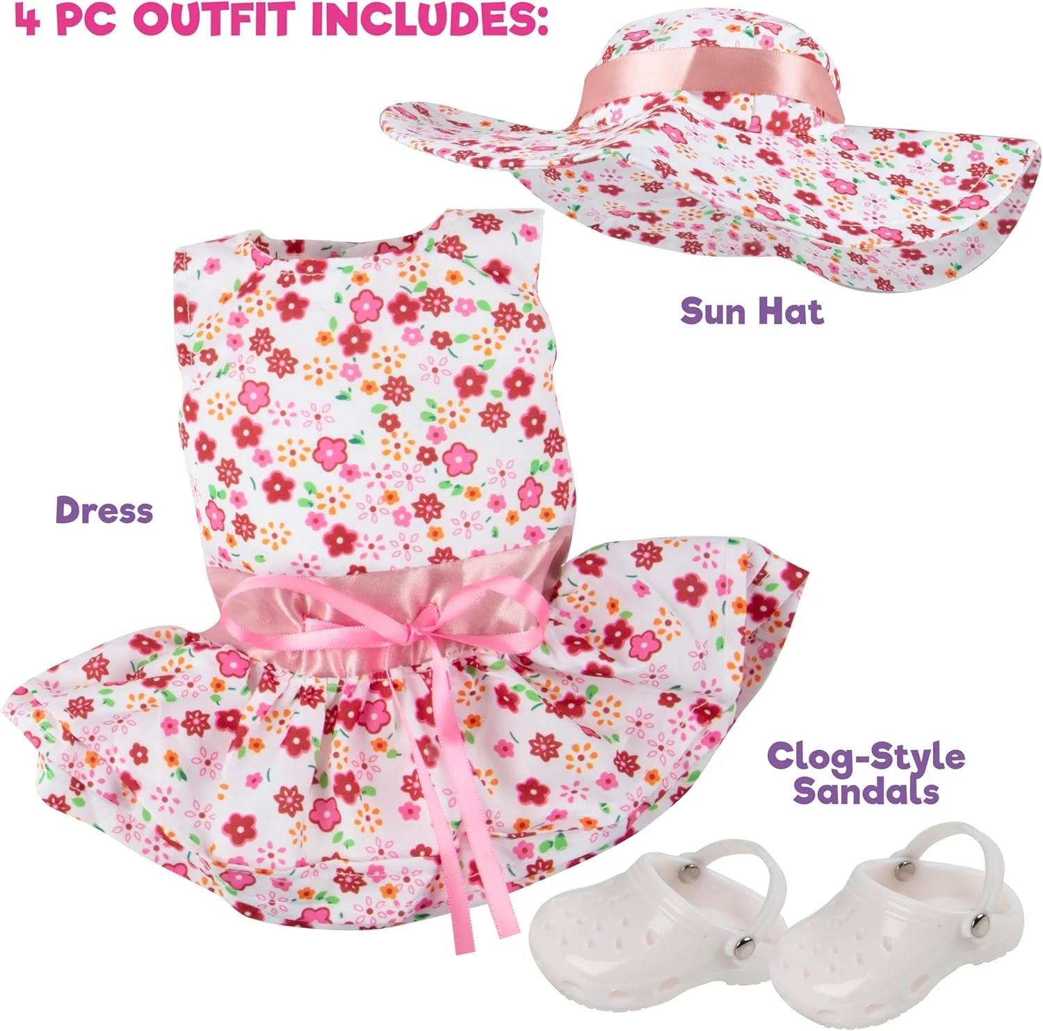 لباس خال خالی آفتابی Dress Along Dolly برای عروسک های 18 اینچی - (شامل لباس، کلاه و صندل) لباس خال خالی آفتابی Dress Along Dolly برای عروسک های 18 اینچی - (شامل لباس، کلاه و صندل)