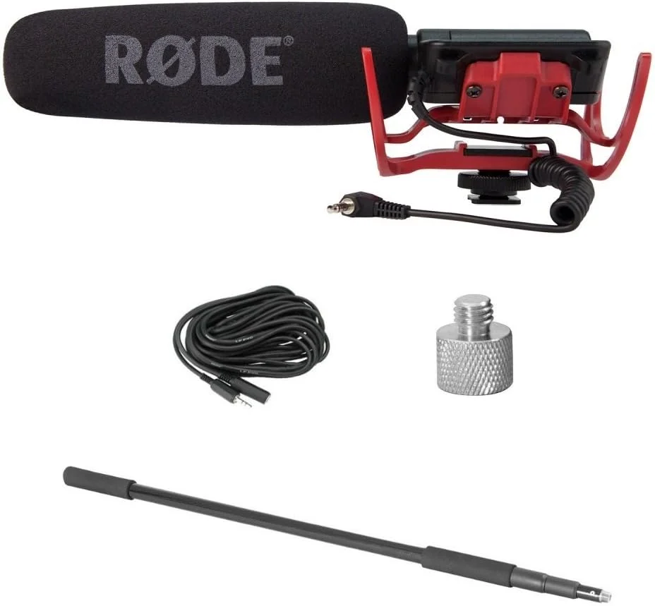 پک میکروفون Rode VideoMic با پایه Rycote Lyre، بوم پل، آداپتور پیچی و کابل افزایش طول