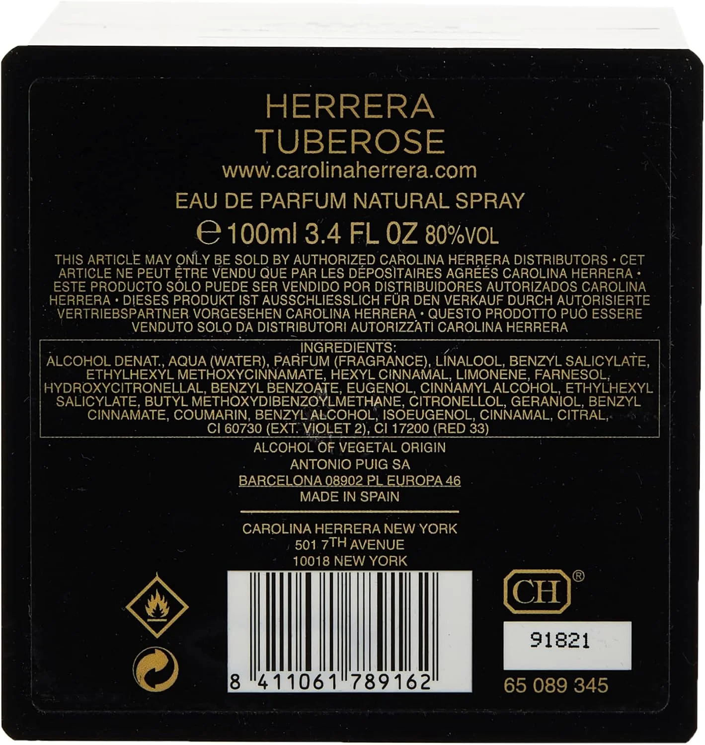 عطر ادو پرفیوم унисекс Carolina Herrera Ch Tuberose، ۱۰۰ میلی لیتر