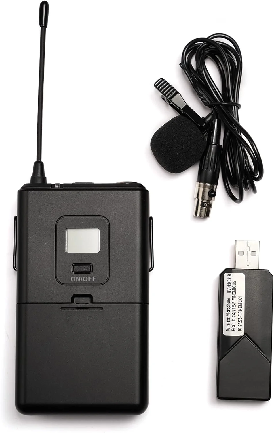 میکروفون های بی سیم FIFINE با گیرنده USB، فرستنده، هدست و میکروفون یقه ای کلیپسی برای کامپیوتر (K031B)