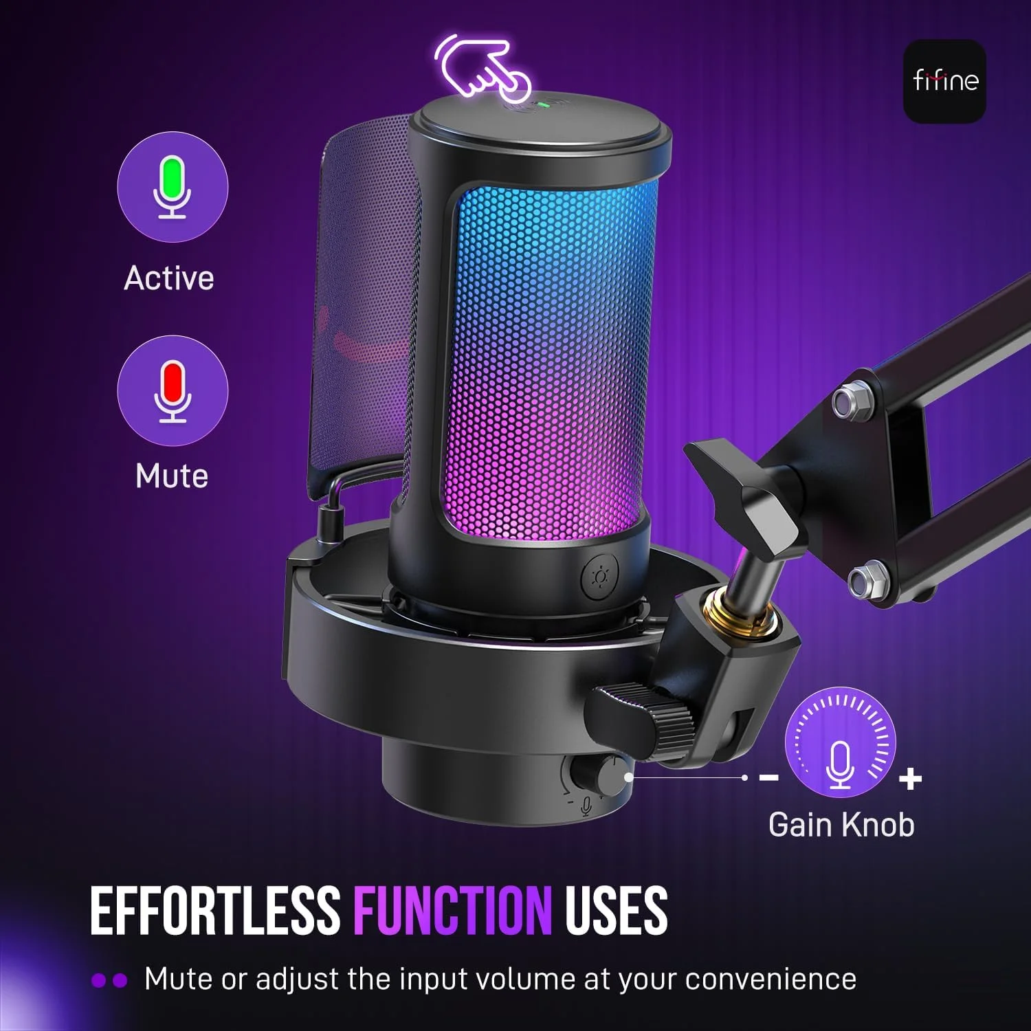 کیت میکروفون گیمینگ USB FIFINE، میکروفون استریمینگ کامپیوتر با نورهای RGB، قطع صدا، دکمه تنظیم گین، بازوی بوم فلزی برای ضبط پادکست، مجموعه میکروفون کاندنسر کامپیوتر سازگار با PS4/PS5-AmpliGame A8T کیت میکروفون گیمینگ USB FIFINE، میکروفون استریمینگ کامپیوتر با نورهای RGB، قطع صدا، دکمه تنظیم گین، بازوی بوم فلزی برای ضبط پادکست، مجموعه میکروفون کاندنسر کامپیوتر سازگار با PS4/PS5-AmpliGame A8T