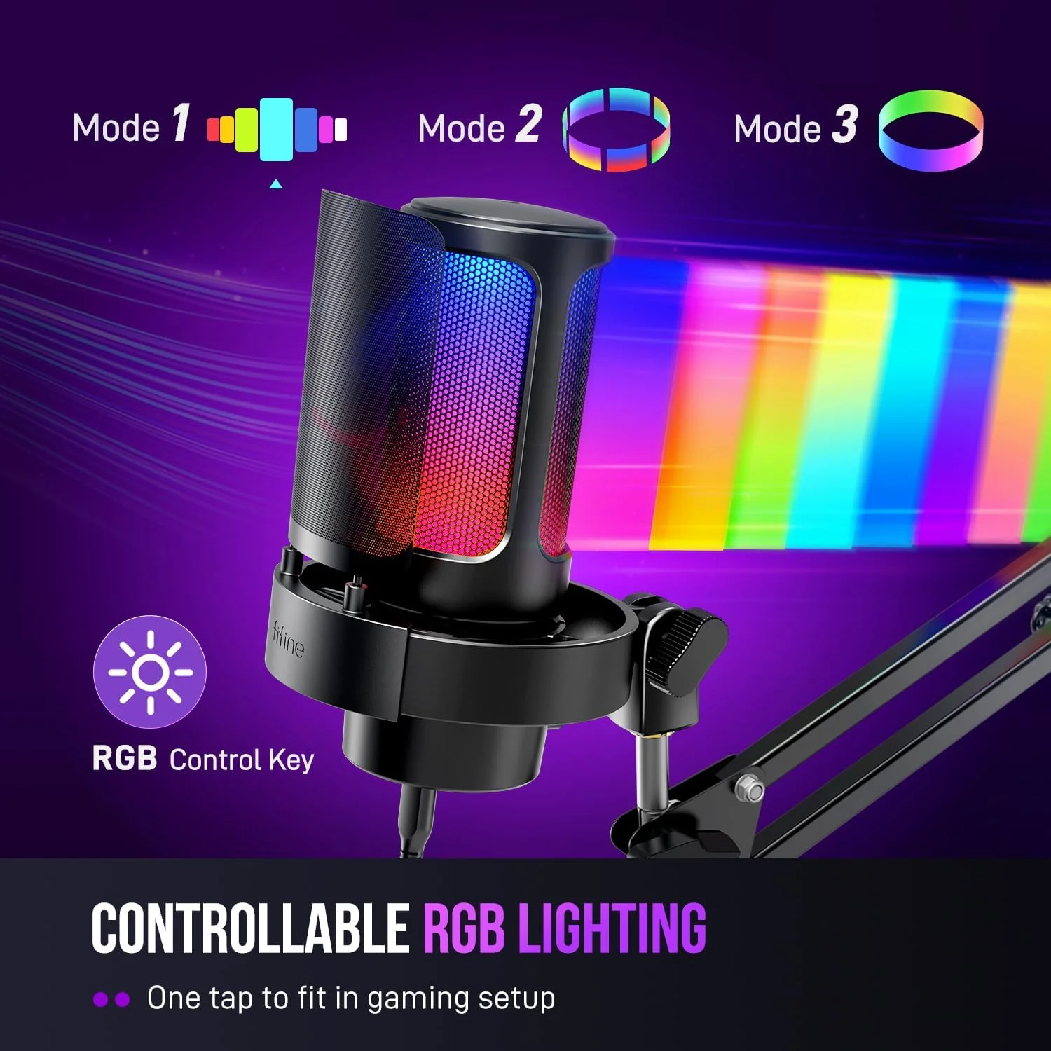 کیت میکروفون گیمینگ USB FIFINE، میکروفون استریمینگ کامپیوتر با نورهای RGB، قطع صدا، دکمه تنظیم گین، بازوی بوم فلزی برای ضبط پادکست، مجموعه میکروفون کاندنسر کامپیوتر سازگار با PS4/PS5-AmpliGame A8T کیت میکروفون گیمینگ USB FIFINE، میکروفون استریمینگ کامپیوتر با نورهای RGB، قطع صدا، دکمه تنظیم گین، بازوی بوم فلزی برای ضبط پادکست، مجموعه میکروفون کاندنسر کامپیوتر سازگار با PS4/PS5-AmpliGame A8T