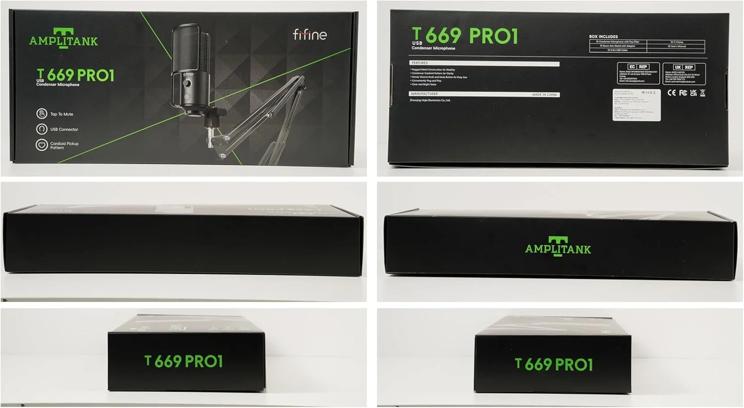 کیت میکروفون USB FIFINE با دکمه قطع صدا، میکروفون پادکست با پایه بازویی برای کامپیوتر شخصی، میکروفون کاندنسر استودیویی برای ضبط استریم صدا و صداگذاری - T669PRO1