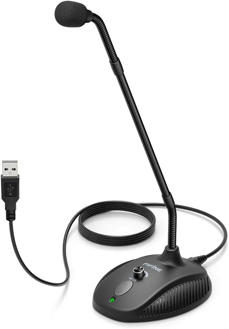 میکروفون کامپیوتر FIFINE، میکروفون رومیزی گردن غازی، دکمه بی صدا با نشانگر LED، میکروفون USB برای ویندوز/مک. ایده آل برای استریم بازی، یوتیوب، پادکست. (K052) میکروفون کامپیوتر FIFINE، میکروفون رومیزی گردن غازی، دکمه بی صدا با نشانگر LED، میکروفون USB برای ویندوز/مک. ایده آل برای استریم بازی، یوتیوب، پادکست. (K052)