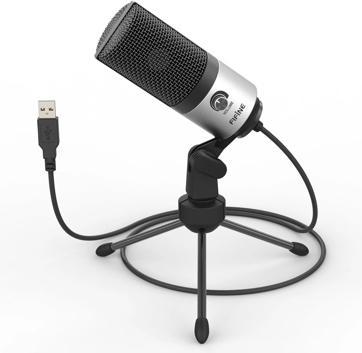 میکروفون USB کامپیوتر FIFINE، میکروفون برای مک PS4 PS5، میکروفون پادکست با پایه، میکروفون های کاندنسر ضبط با کیفیت استودیو - نقره ای میکروفون USB کامپیوتر FIFINE، میکروفون برای مک PS4 PS5، میکروفون پادکست با پایه، میکروفون های کاندنسر ضبط با کیفیت استودیو - نقره ای